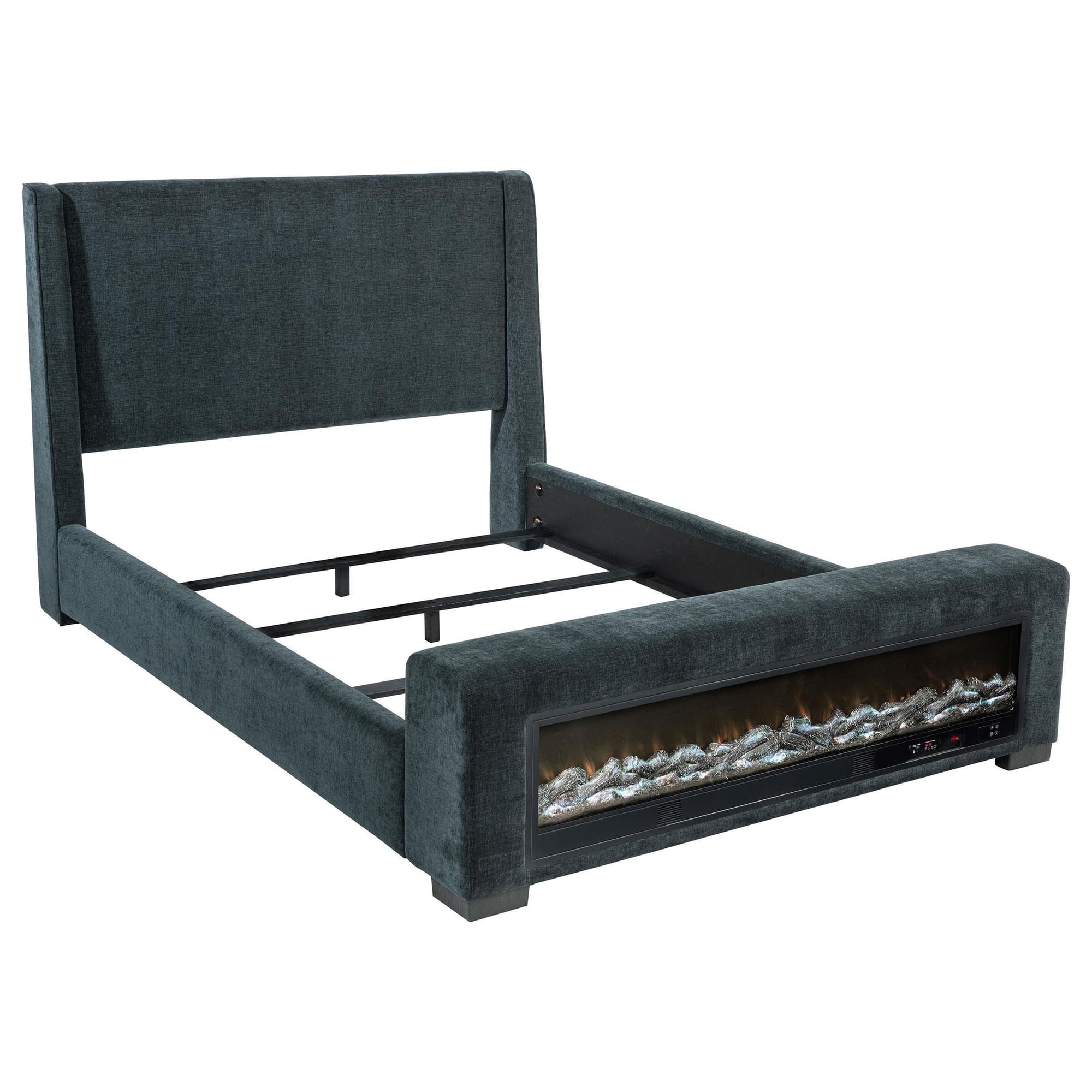 Preston Upholstered Queen Audio Flame Visualizer Bed Blue - Image 1