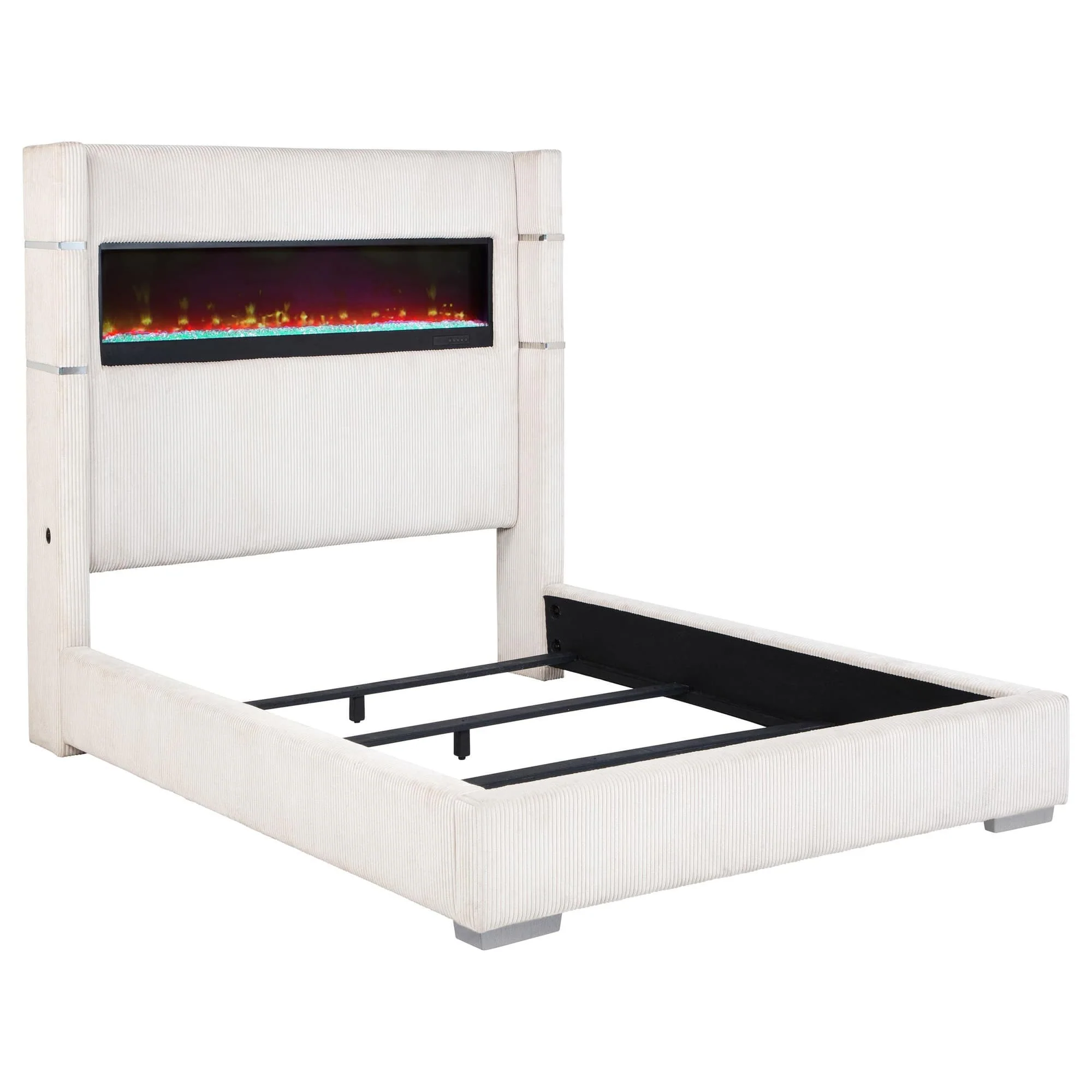 Tisdall Upholstered Cal King Flame Visualizer Bed Cream - Image 1