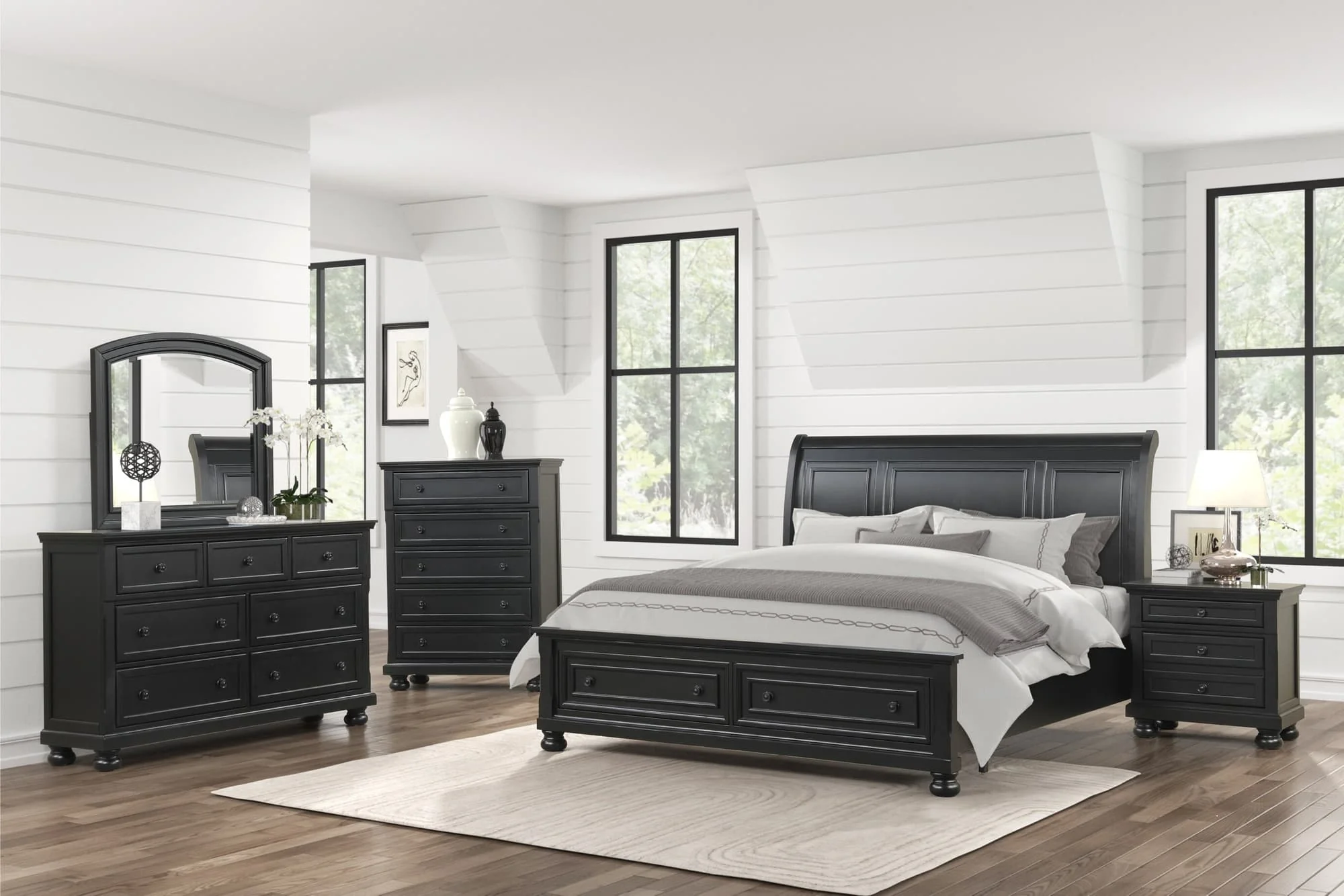 Magnolia Black Storage Sleigh Bedroom Set - Image 1