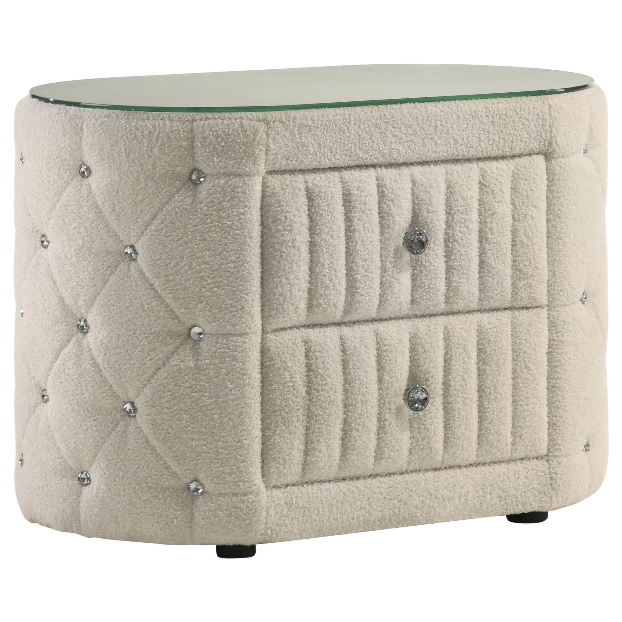 Sonya 2-drawer Upholstered Nightstand Bedside Table Ivory - Image 1