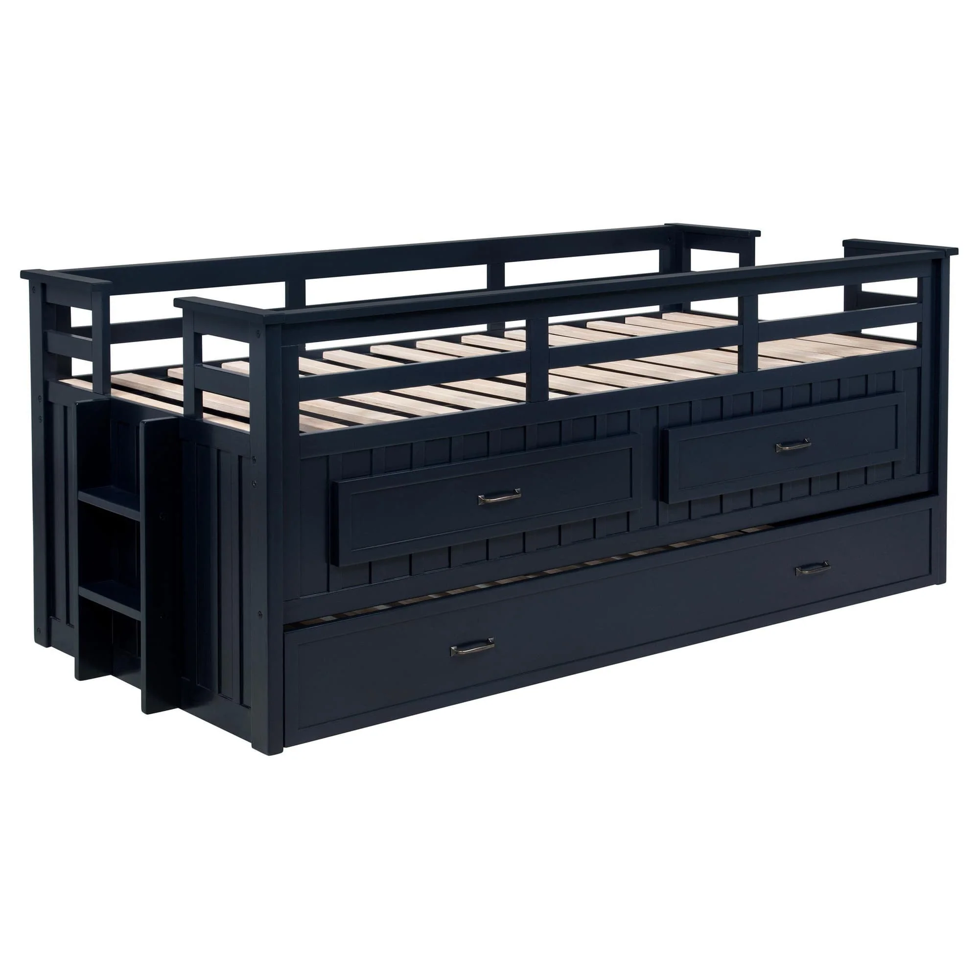 Carlsbad Wood Twin Captains Bed With Trundle Navy Blue - Image 1
