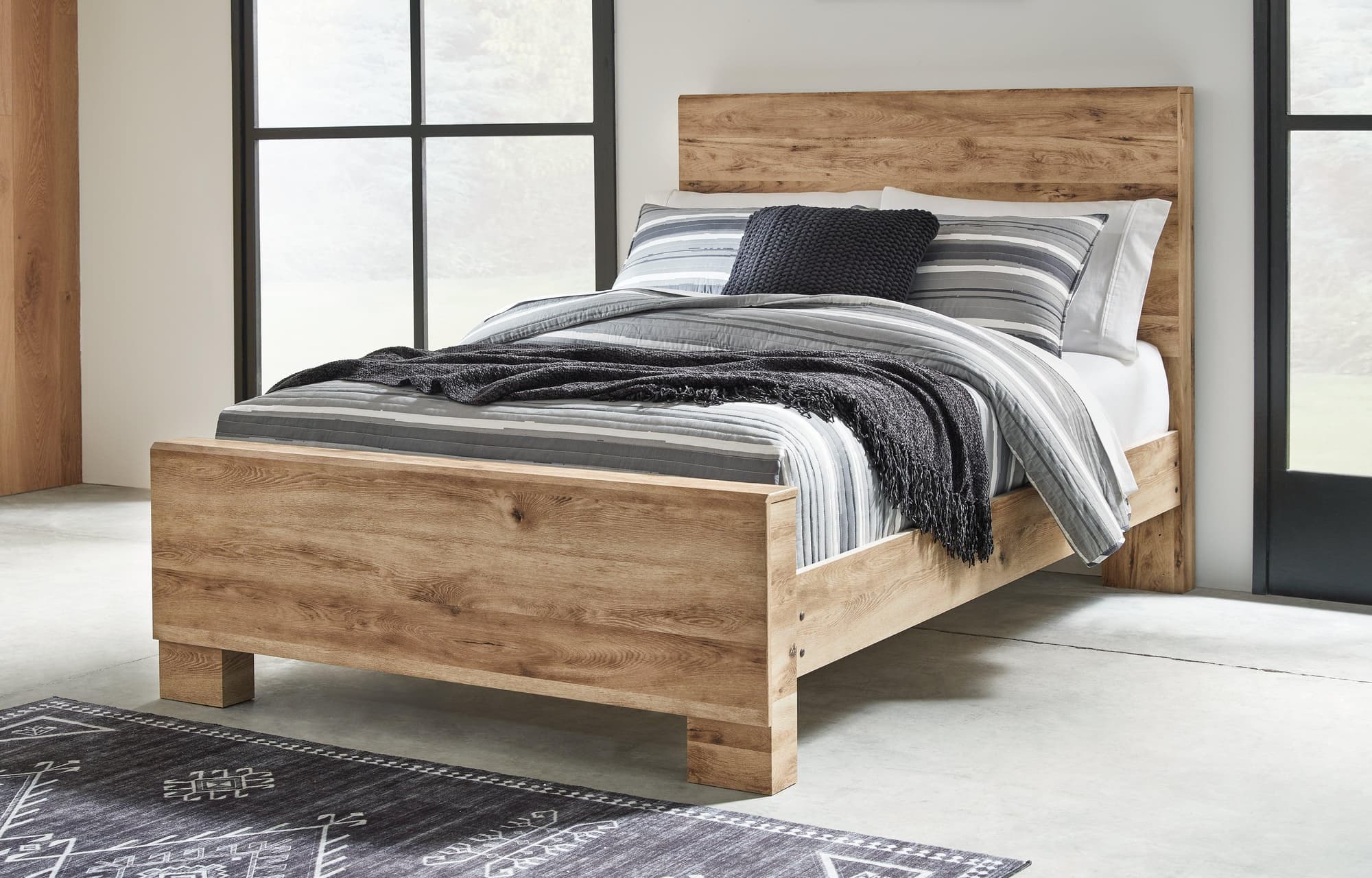 Hyanna Tan Brown Full Panel Bed - Image 1