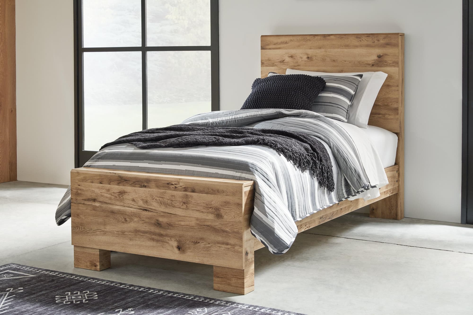 Hyanna Tan Brown Twin Panel Bed - Image 1