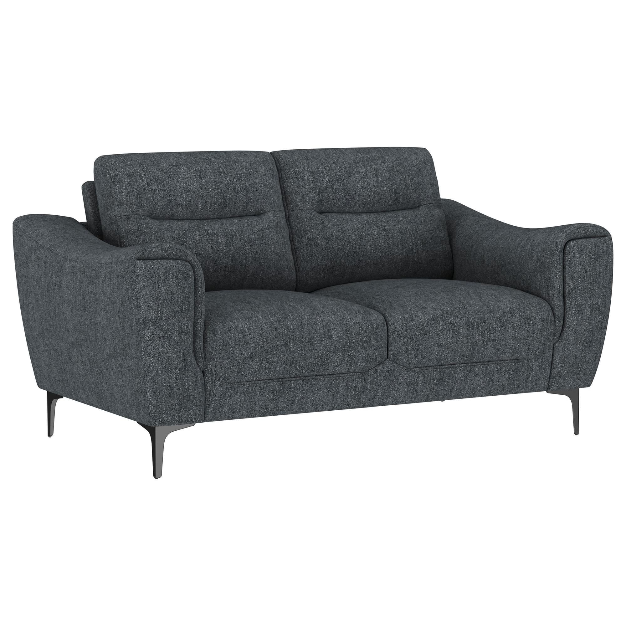 Nolan Upholstered Sloped Track Arm Loveseat Charcoal - Image 1
