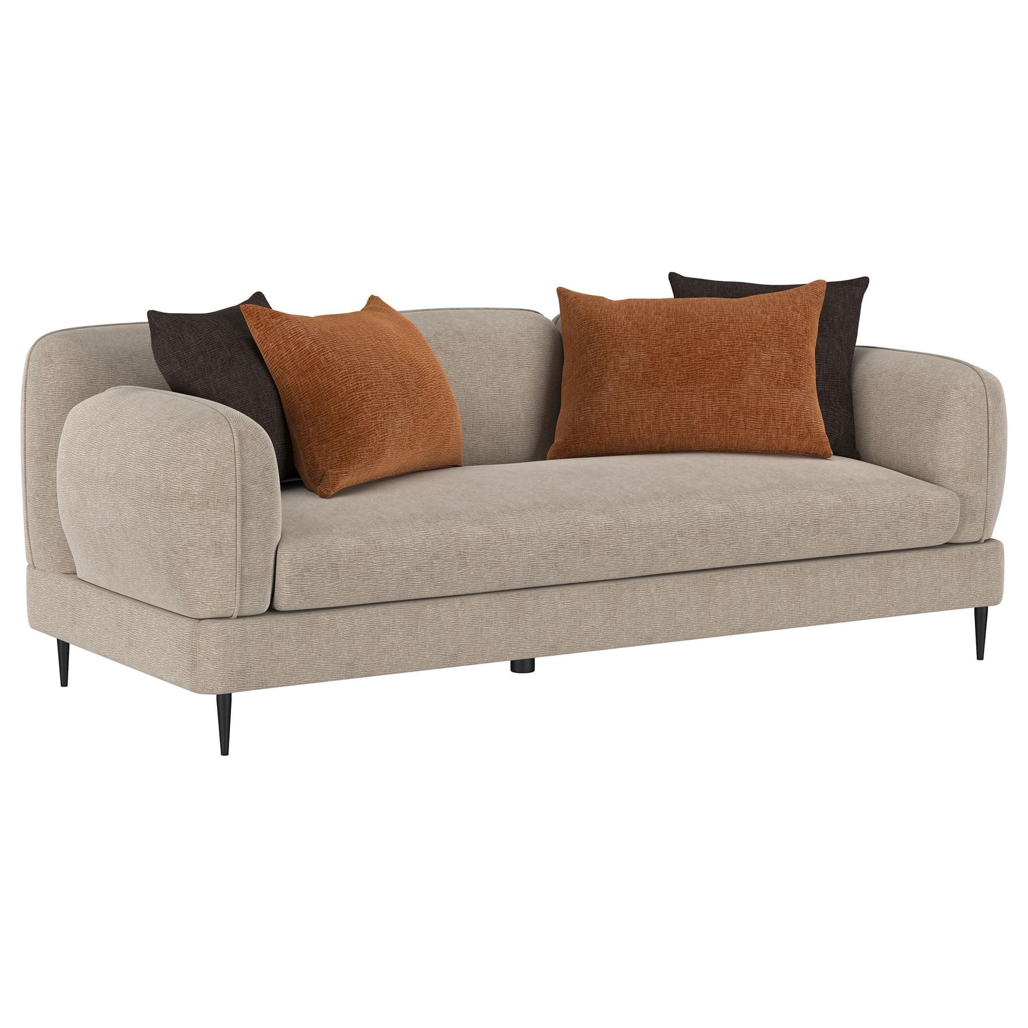 Jade Chenille Upholstered Sculpted Track Arm Sofa Latte - Image 1