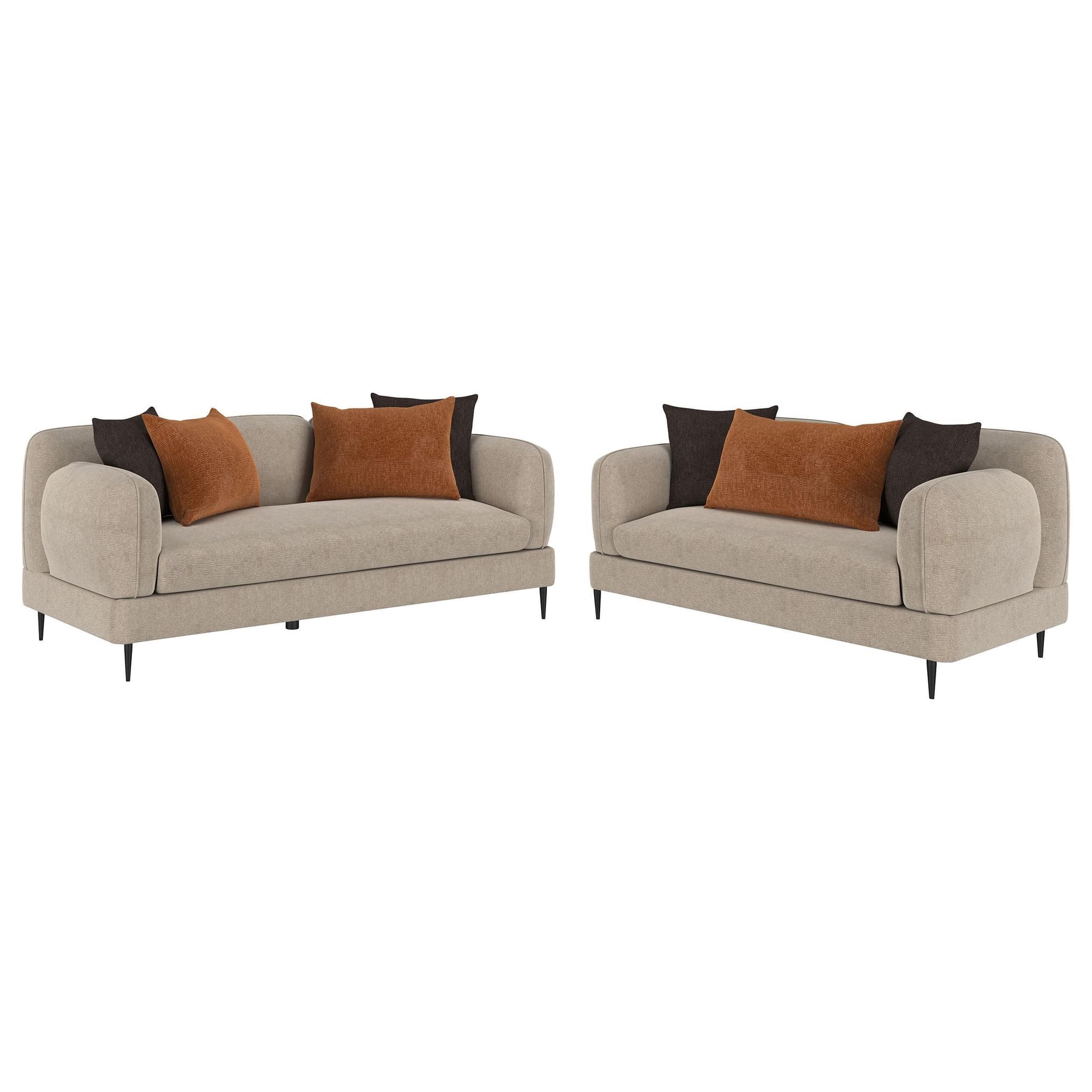 Jade 2-piece Chenille Upholstered Sofa Set Latte - Image 1