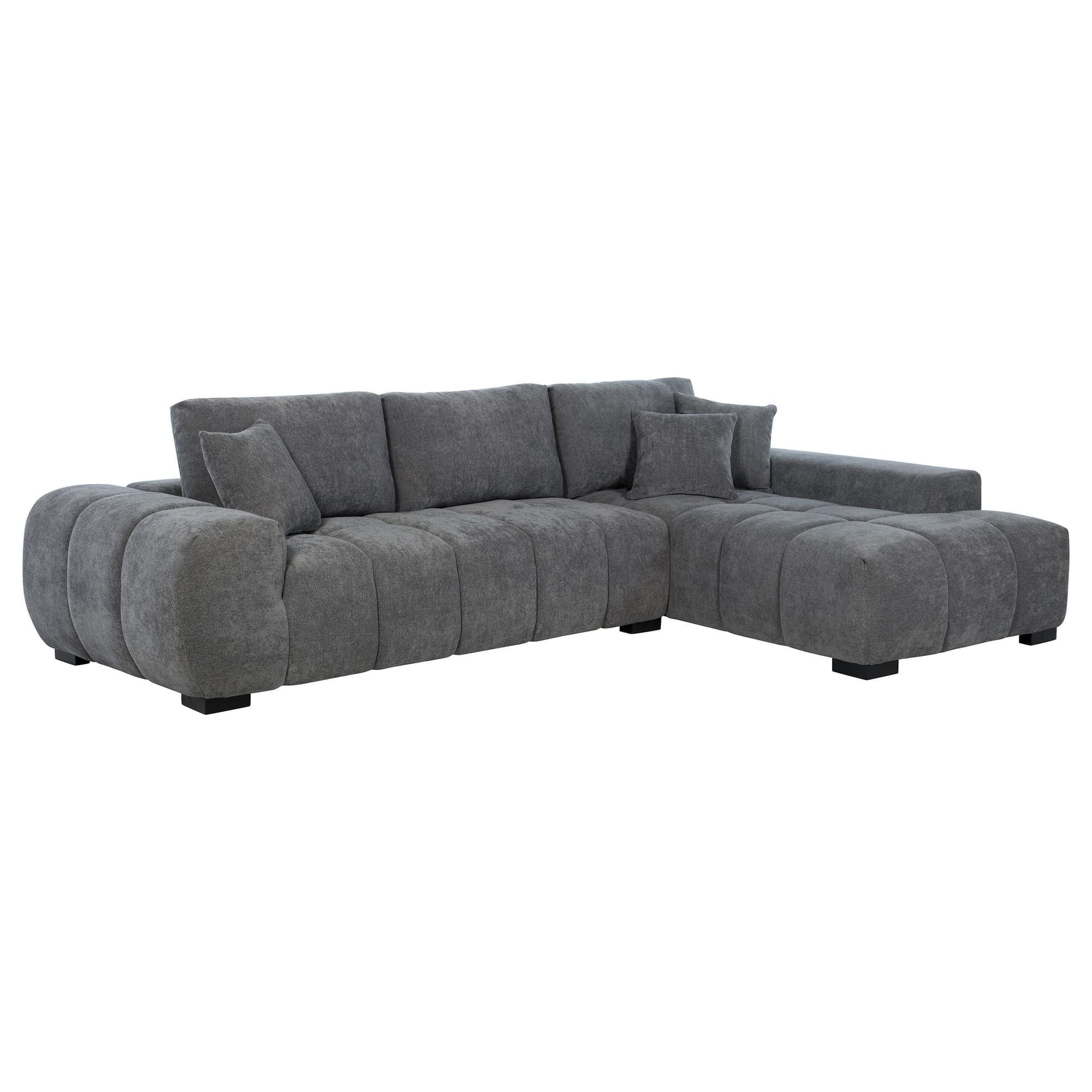 Octavia Upholstered Sectional Chaise Sofa Charcoal Grey - Image 1
