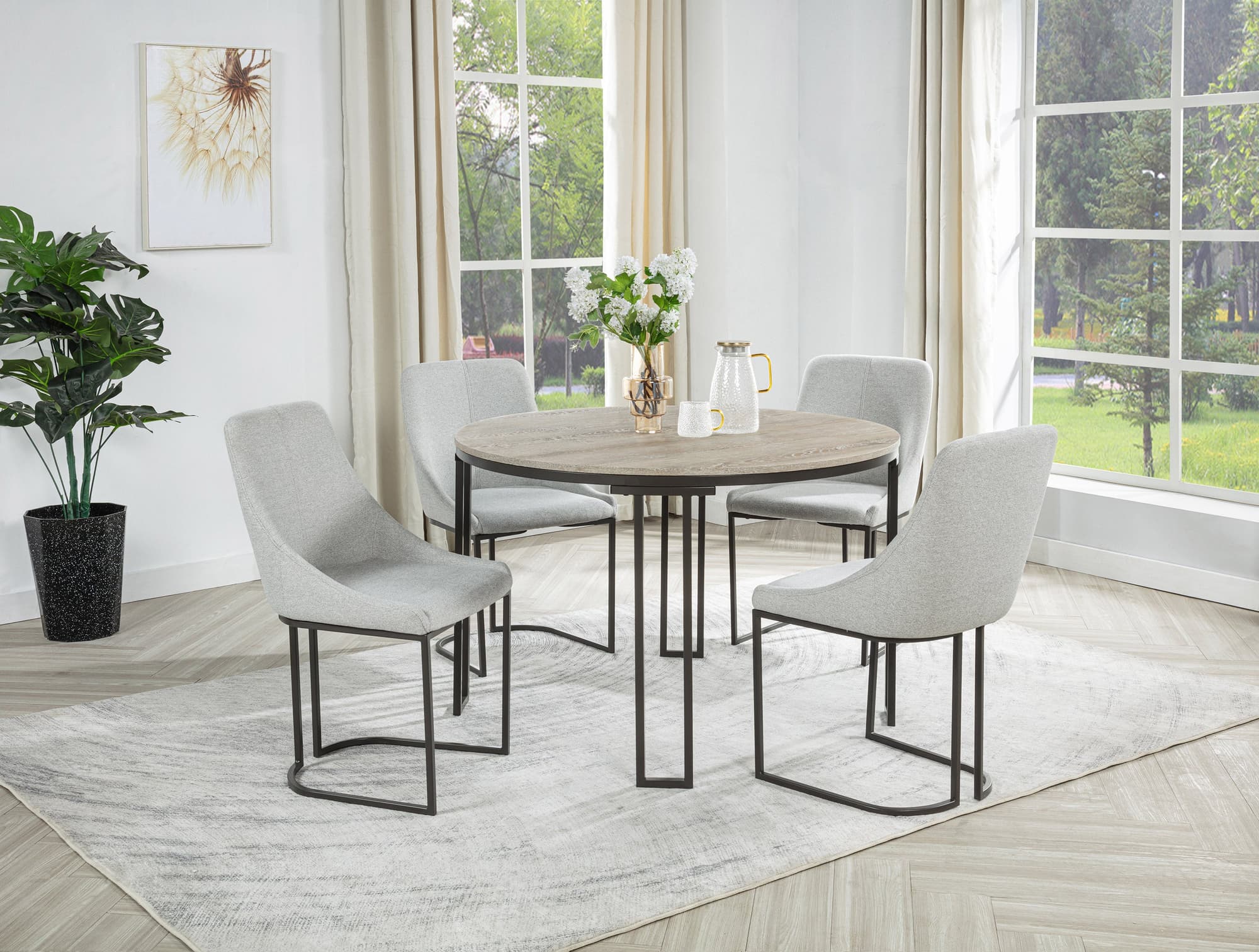 Verano Light Gray Round Dining Room Set - Image 1