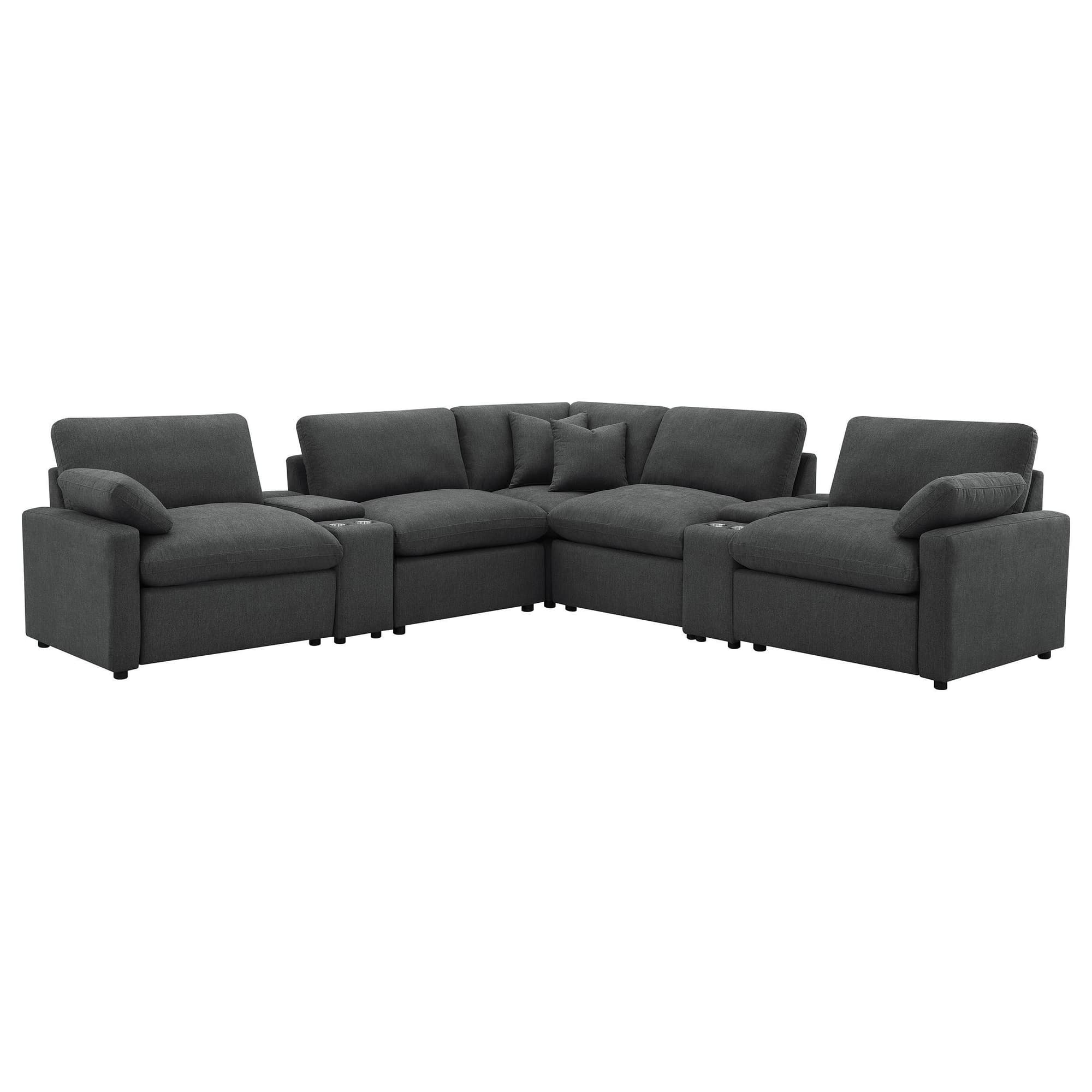 Collins 7-piece Modular Power Reclining Sectional Dark Grey - Image 1
