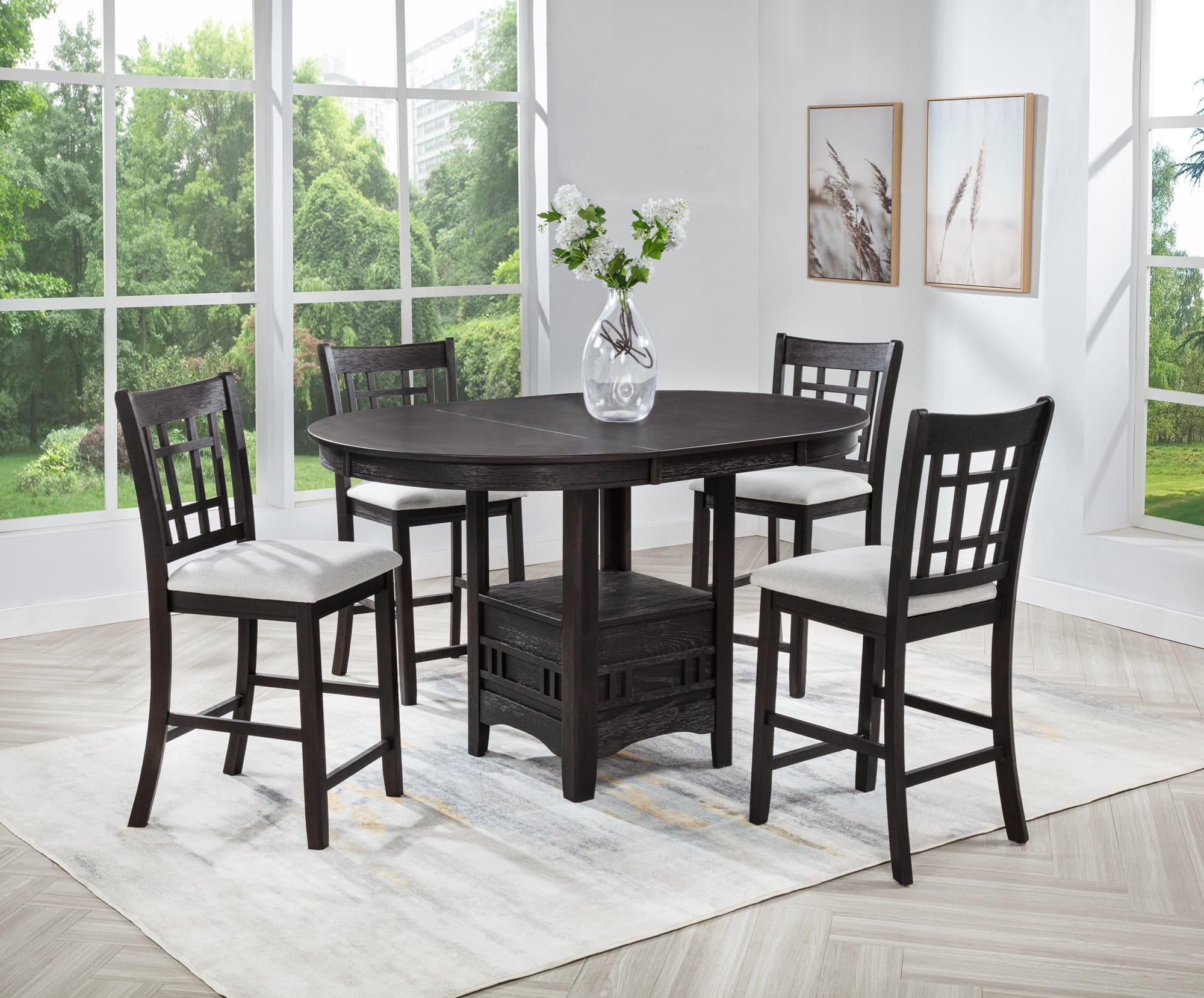 Hartwell Charcoal Black Oval Counter Height Set - Image 1