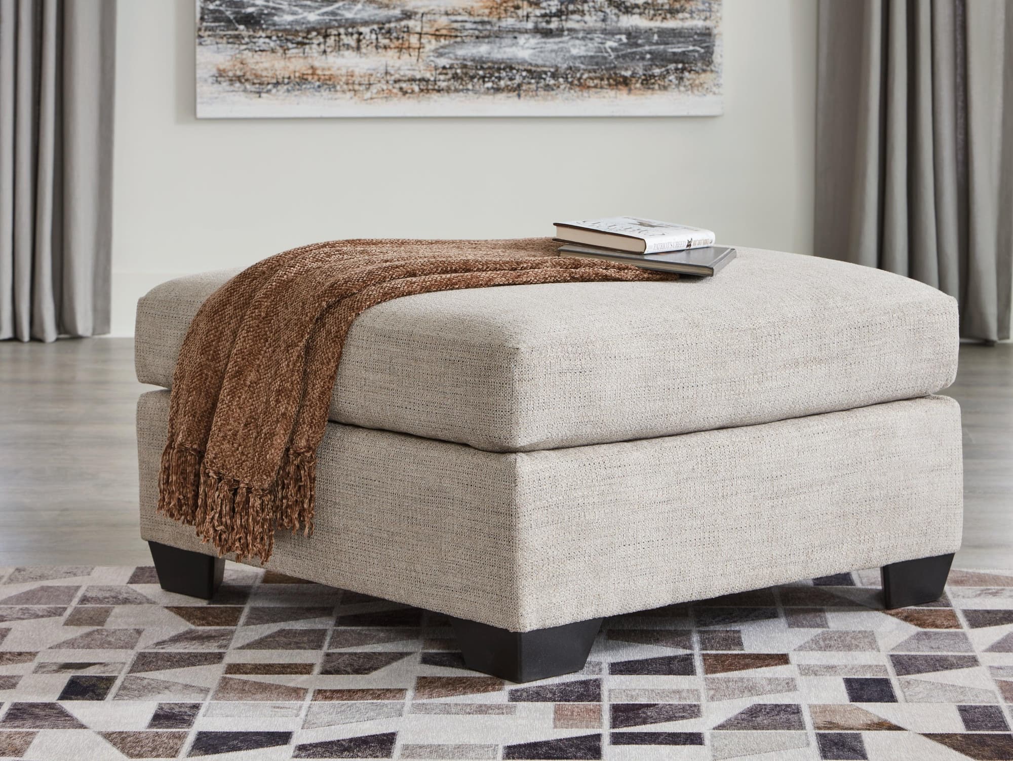 Mahoney Pebble Chenille Oversized Accent Ottoman - Image 1