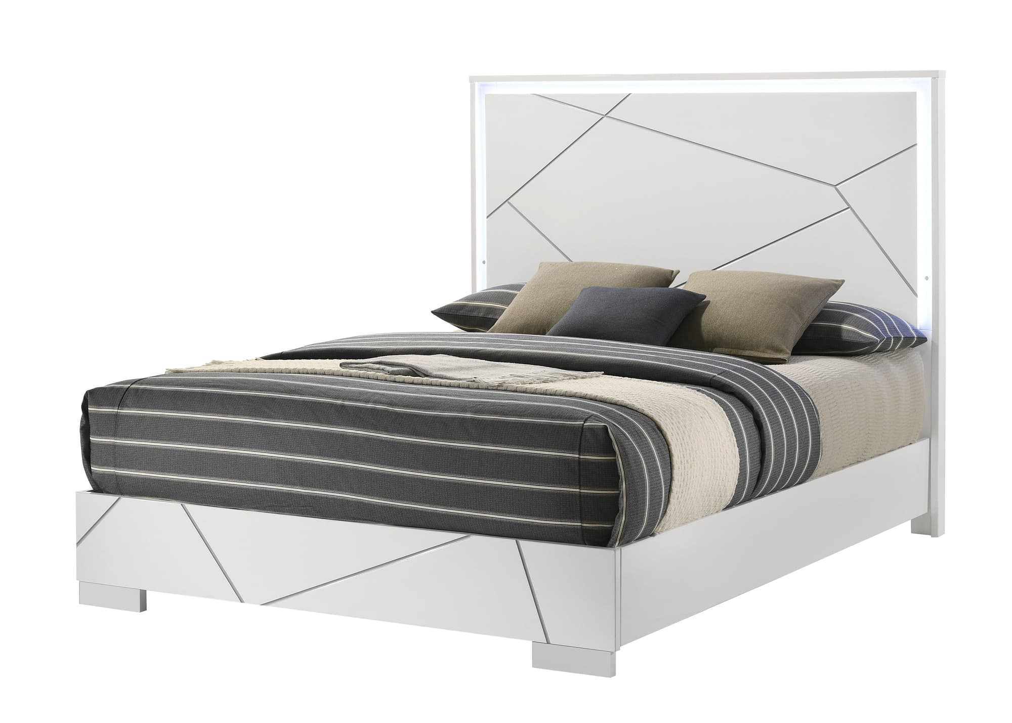 Ayla White LED Panel King Bed - Image 1