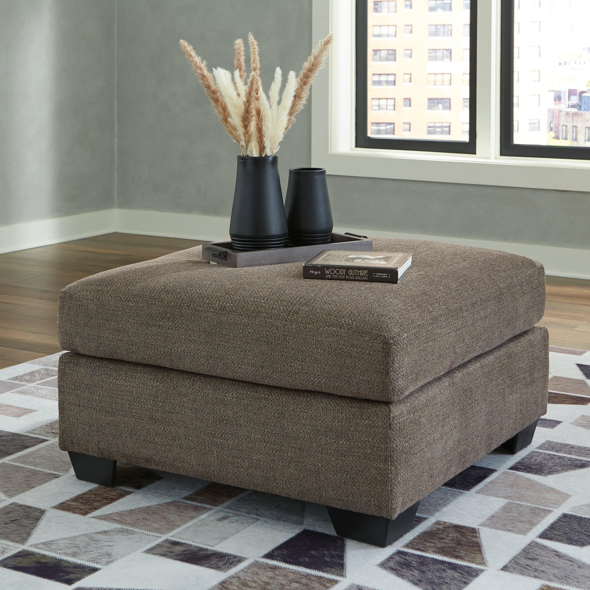 Mahoney Chocolate Chenille Oversized Accent Ottoman - Image 1