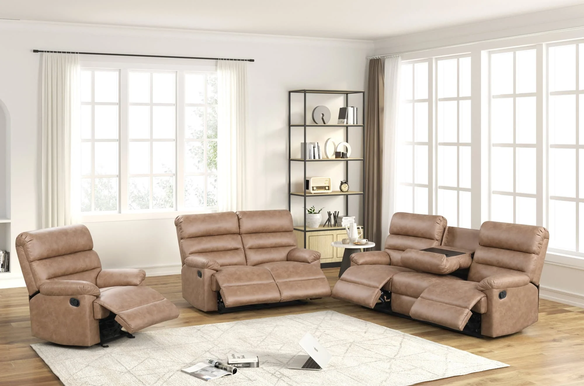Albert Light Brown 3-Piece Reclining Set - Image 1