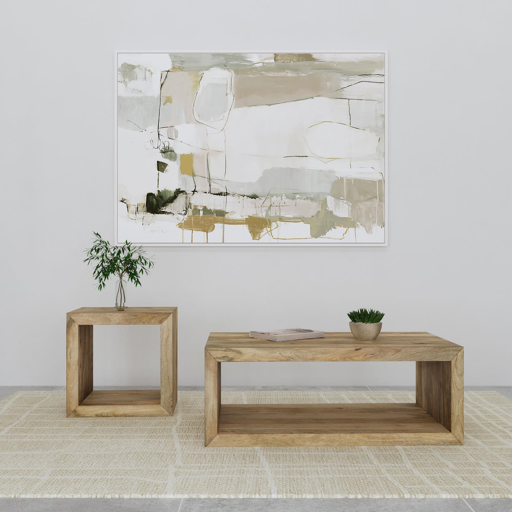 Benton 2-piece Solid Mango Coffee and End Table Set Natural - Image 1