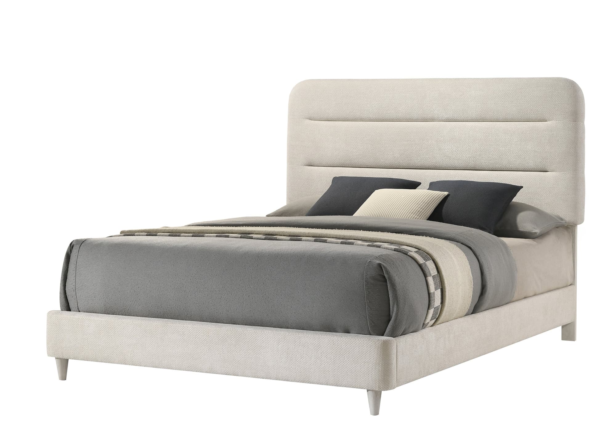 Nyomi White Upholstered Panel Queen Bed - Image 1