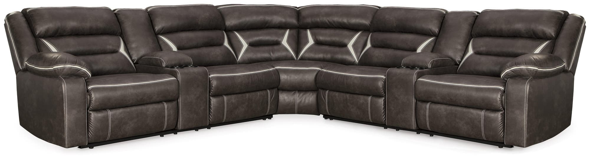 Kincord Midnight Faux Leather 3-Piece Power Reclining Sectional - Image 1