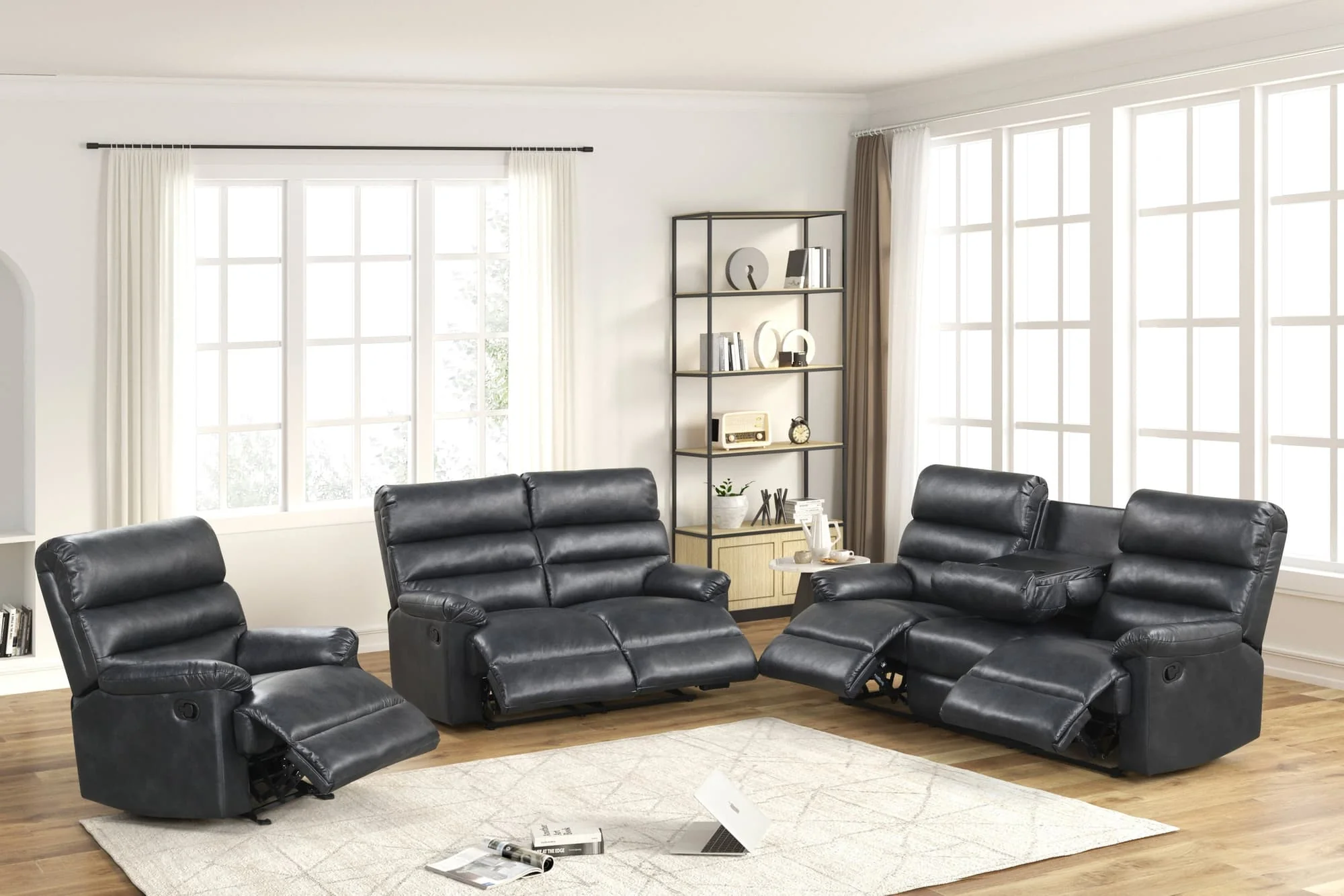 Albert Dark Gray 3-Piece Reclining Set - Image 1