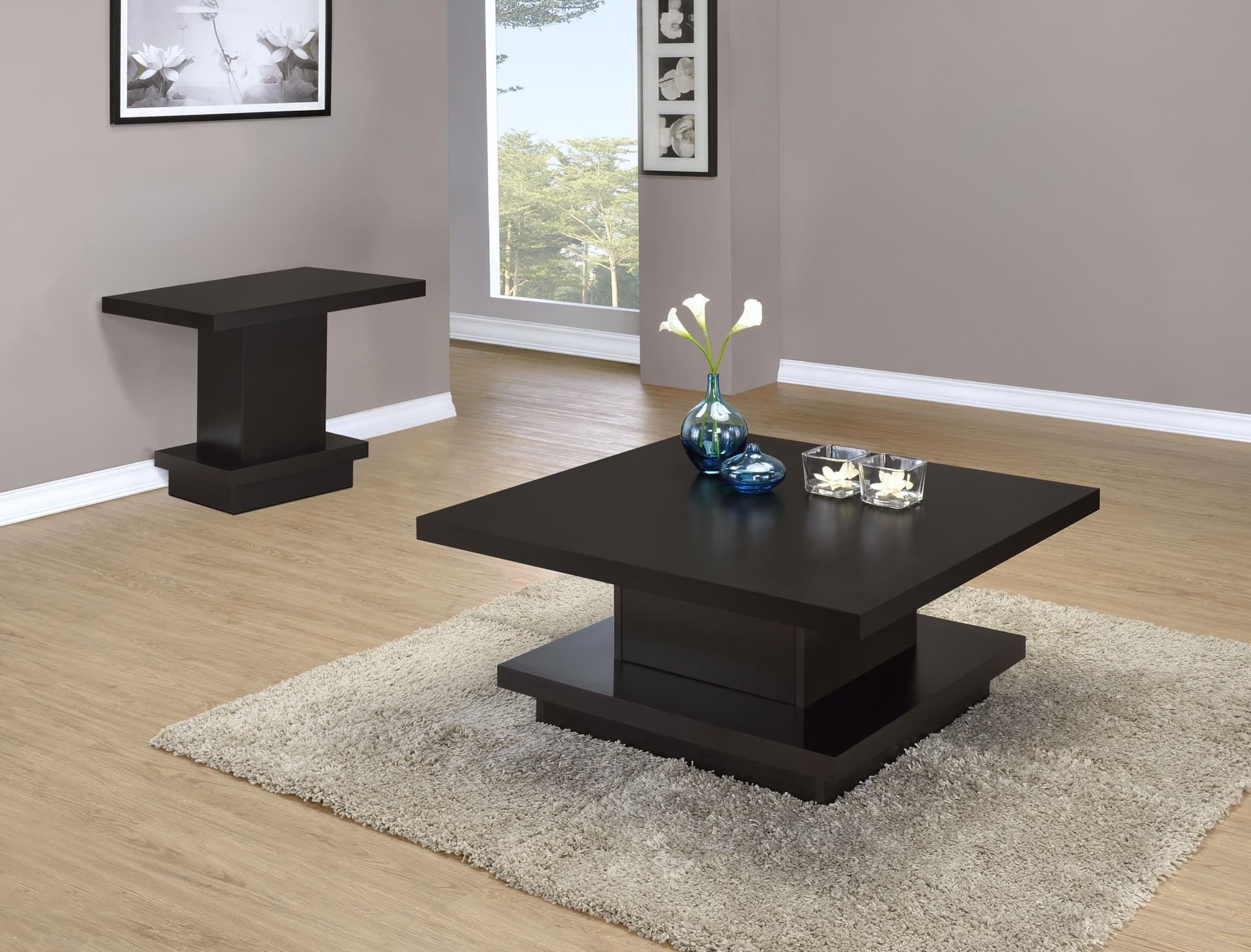 Reston 2-piece Square Coffee and End Table Set Cappuccino - Image 1