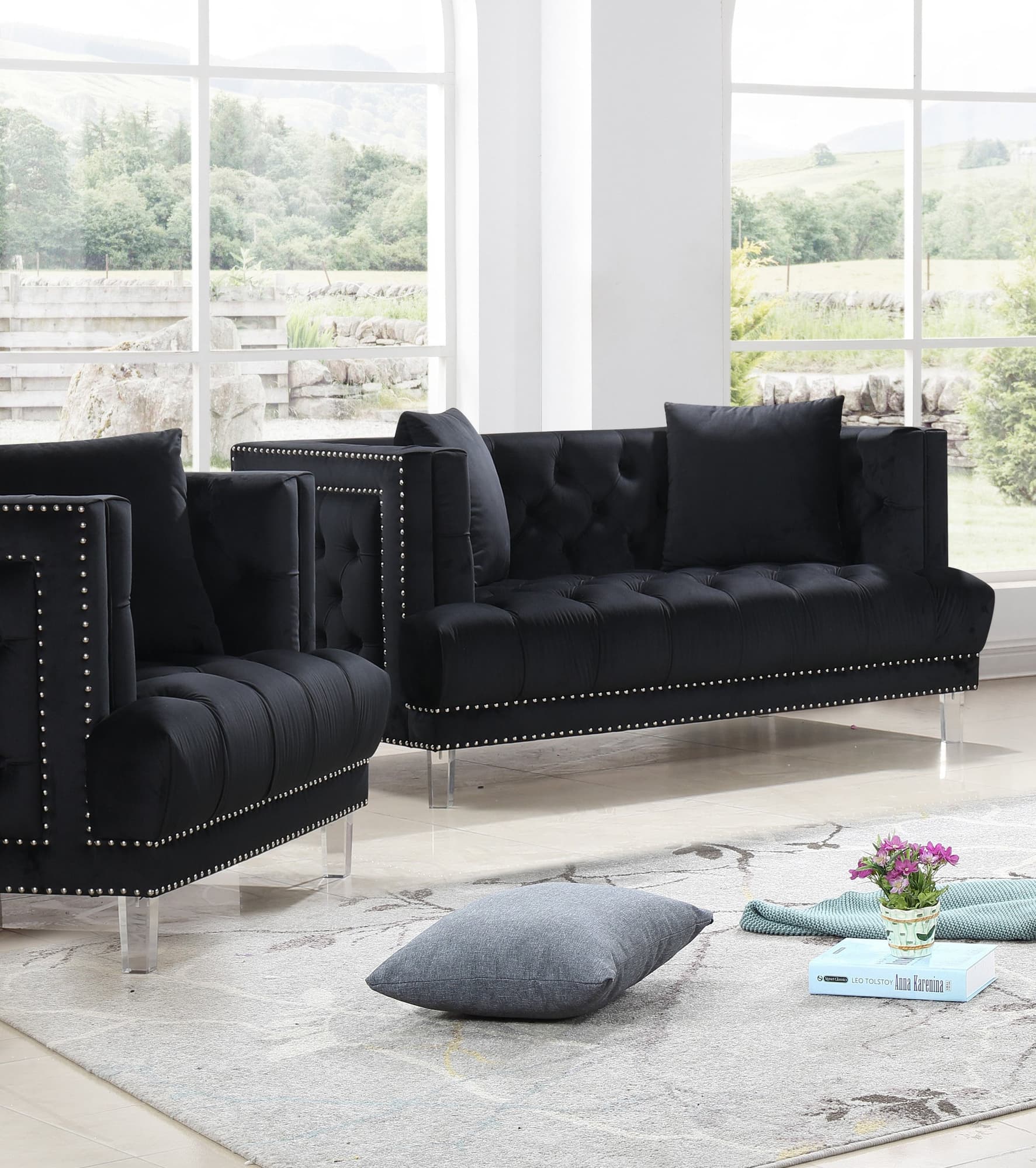 Lucas Black Loveseat - Image 1