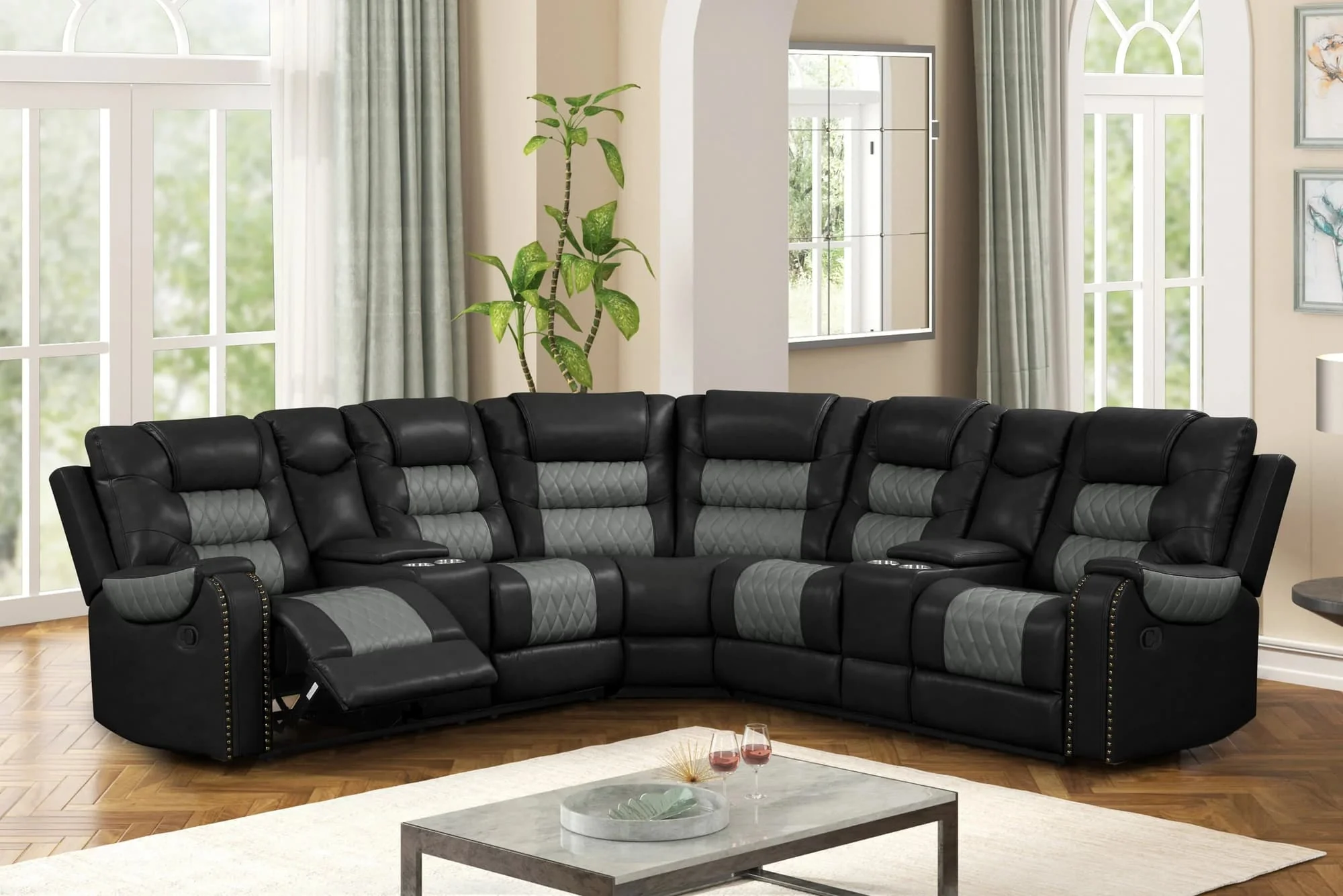 Jordon Black Reclining Sectional - Image 1