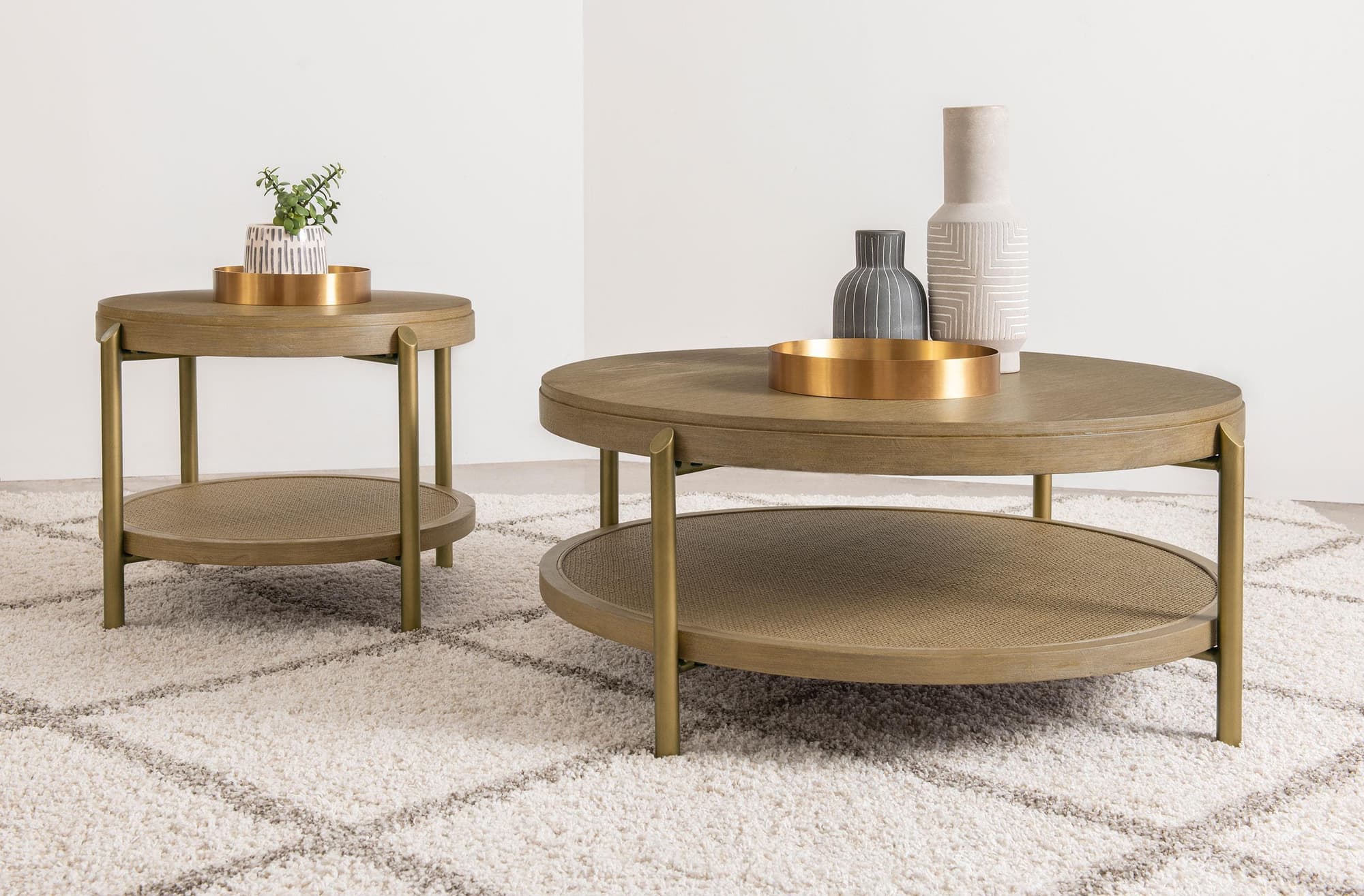 Arini 2-piece Round Coffee and End Table Set Sand Wash - Image 1