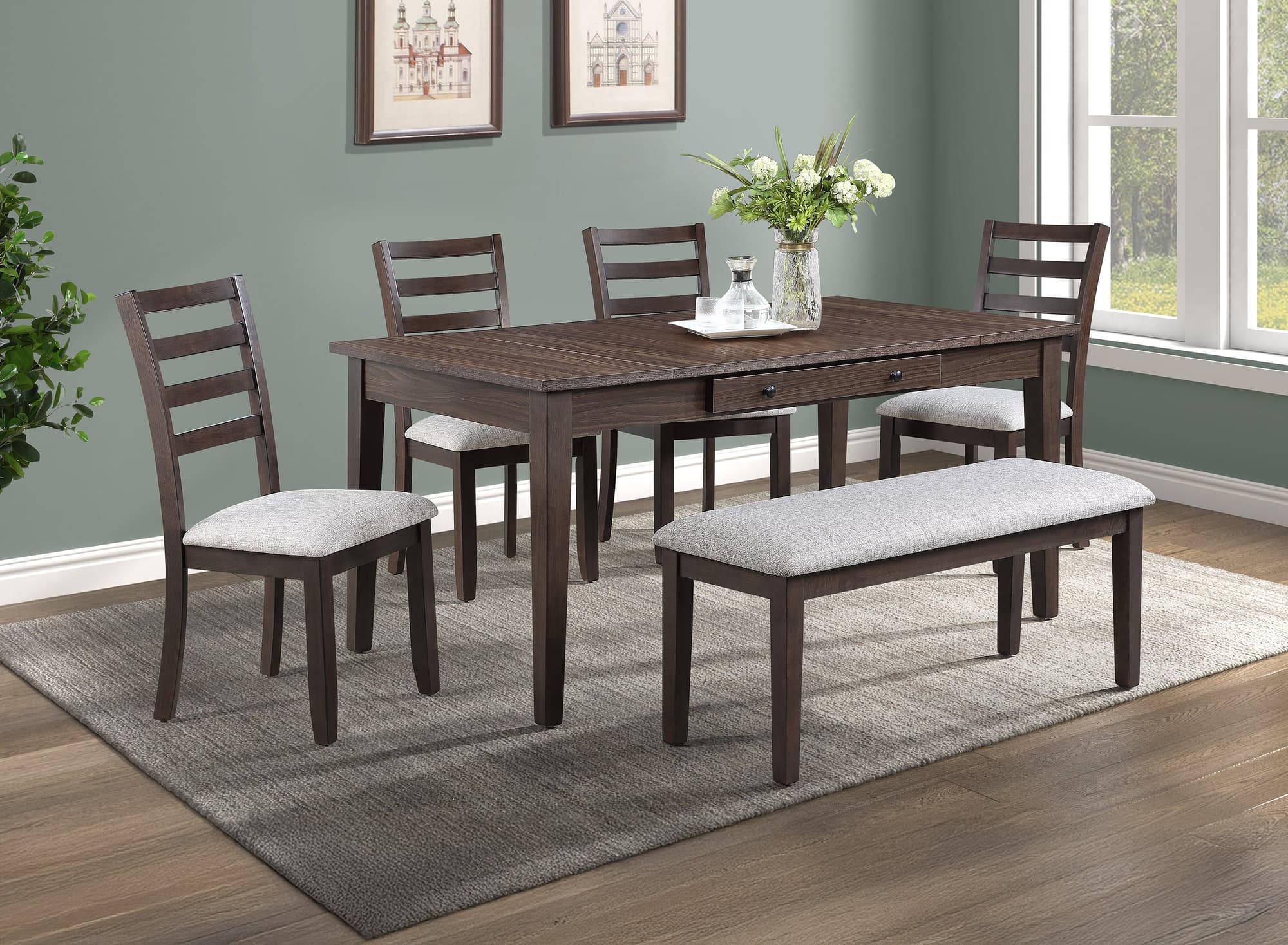 Wagner Dark Brown Storage Rectangular Dining Room Set - Image 1