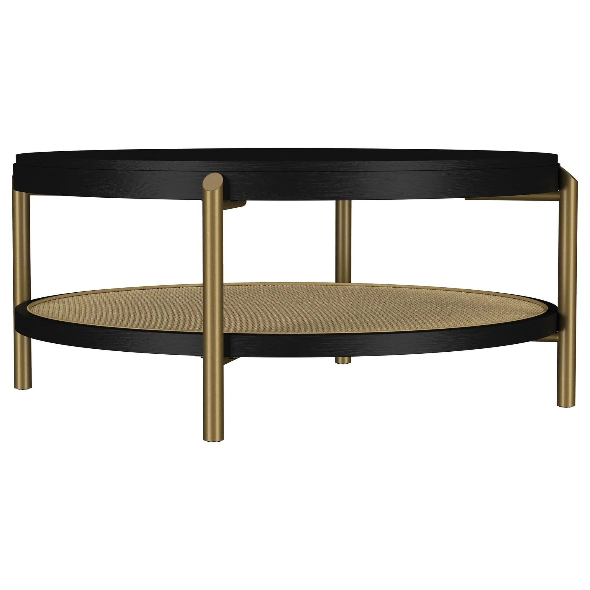 Arini Round Coffee Table With Storage Shelf Black - Image 1