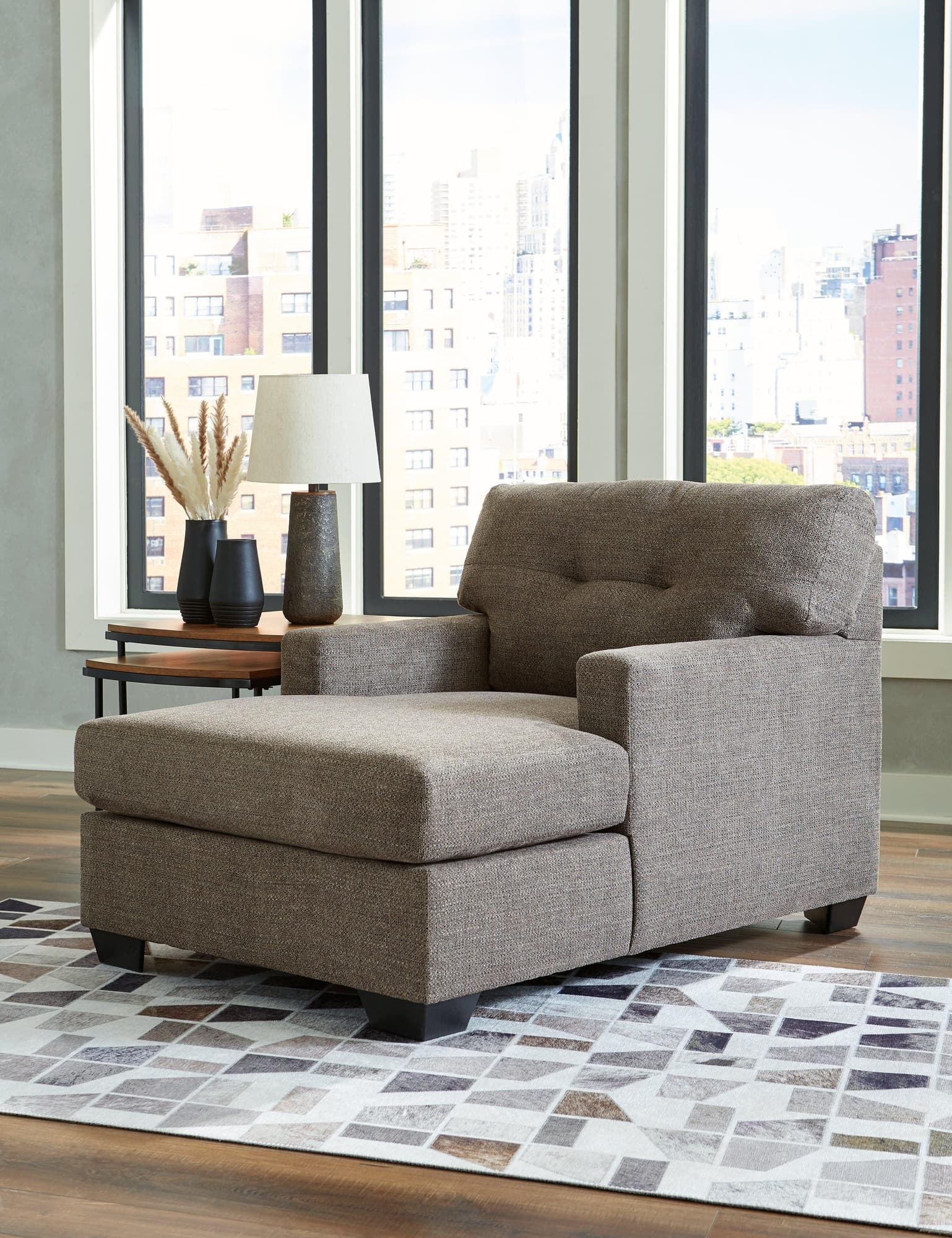 Mahoney Chocolate Chenille Chaise - Image 1