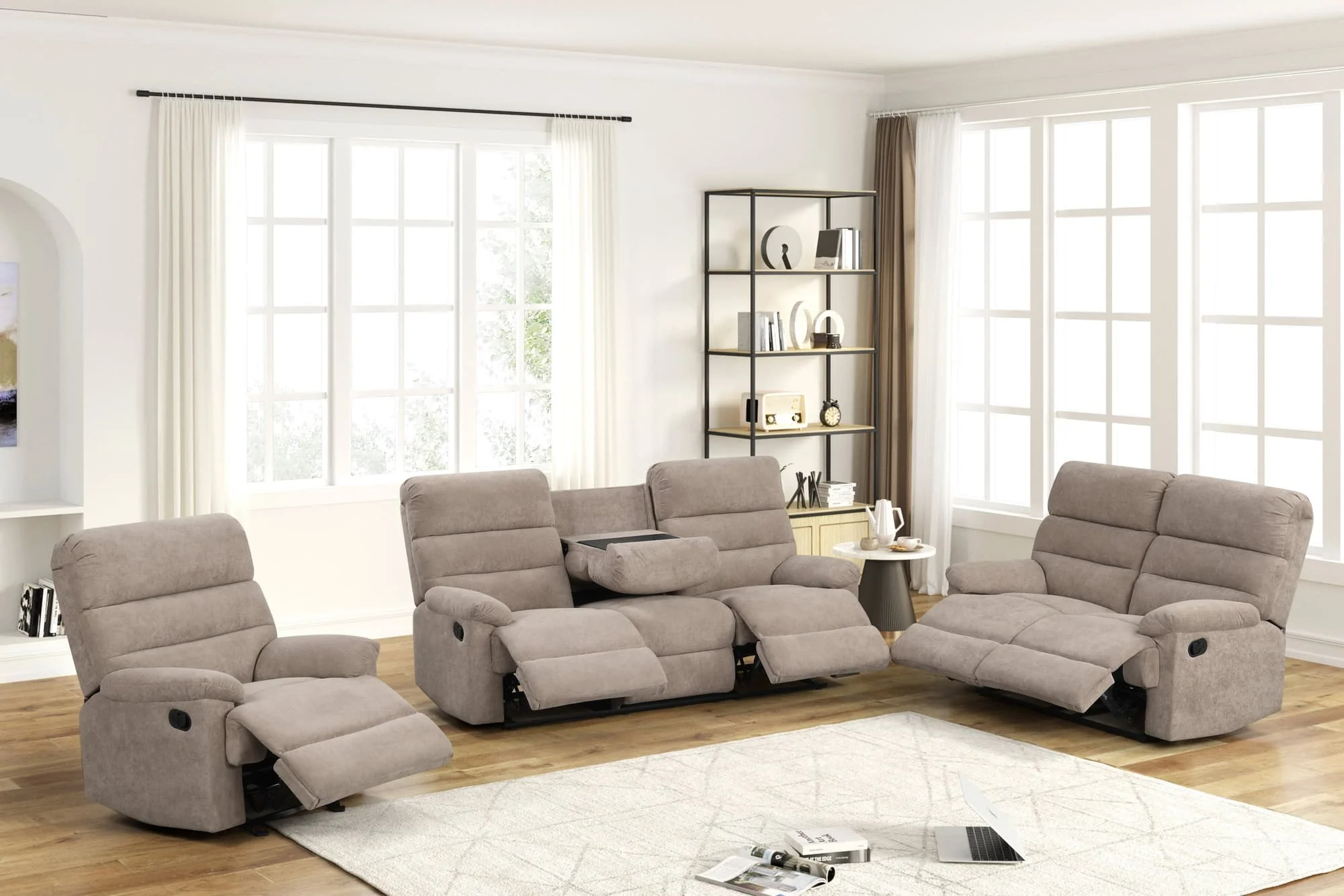 Albert Mocha Performance Fabric 3-Piece Reclining Set - Image 1