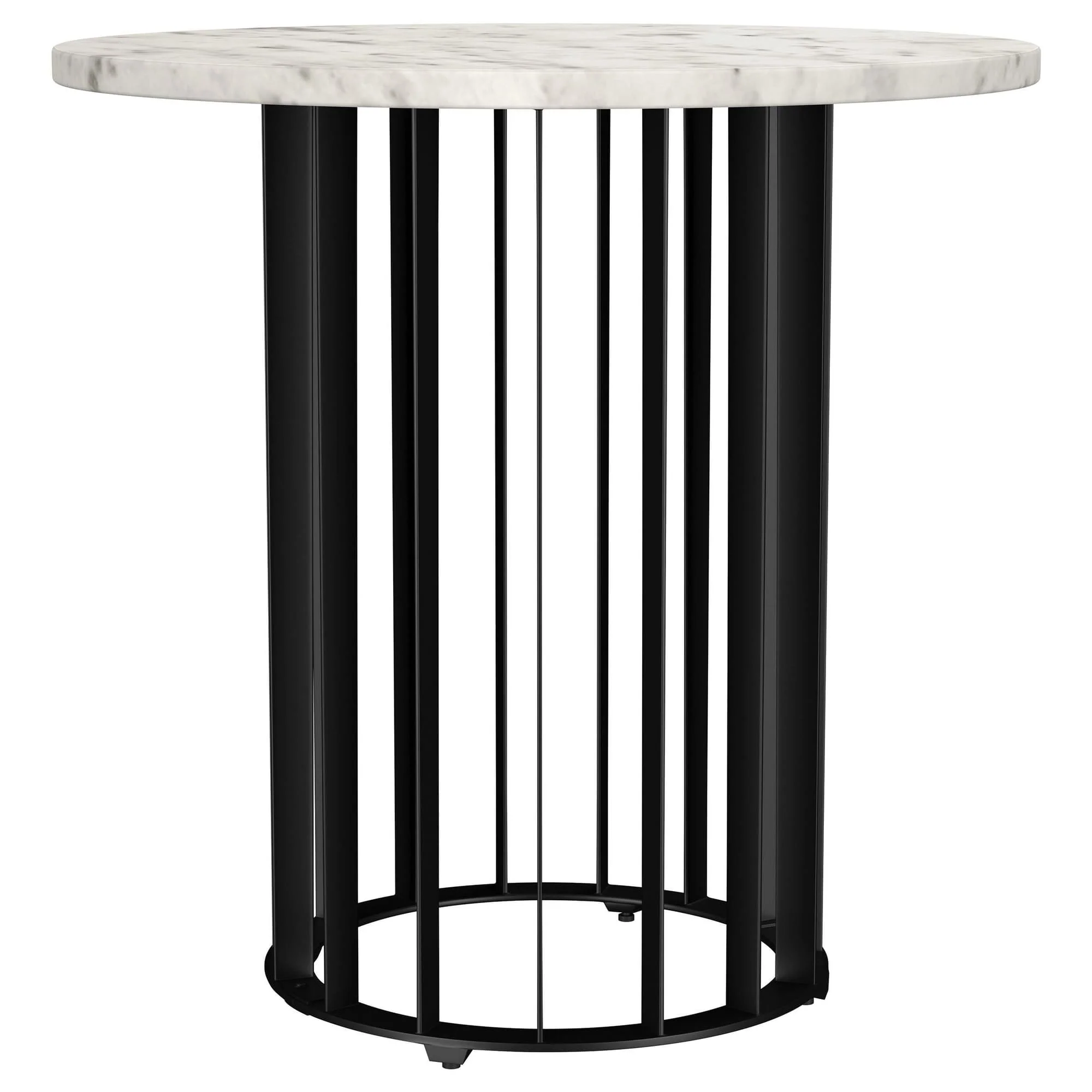 Haven Round Genuine White Marble Top End Side Table Black - Image 1