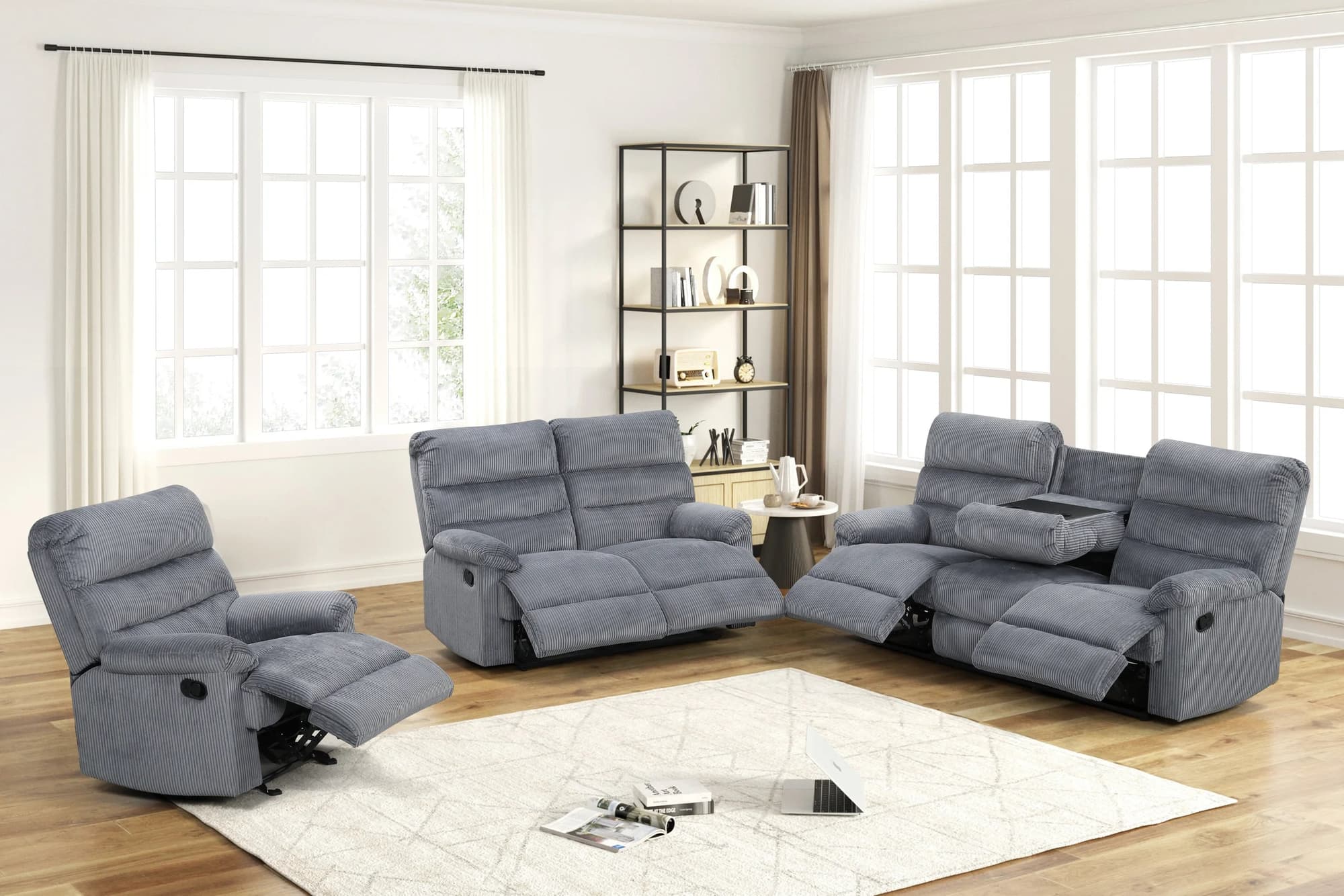 Albert Gray Fabric 3-Piece Reclining Set - Image 1