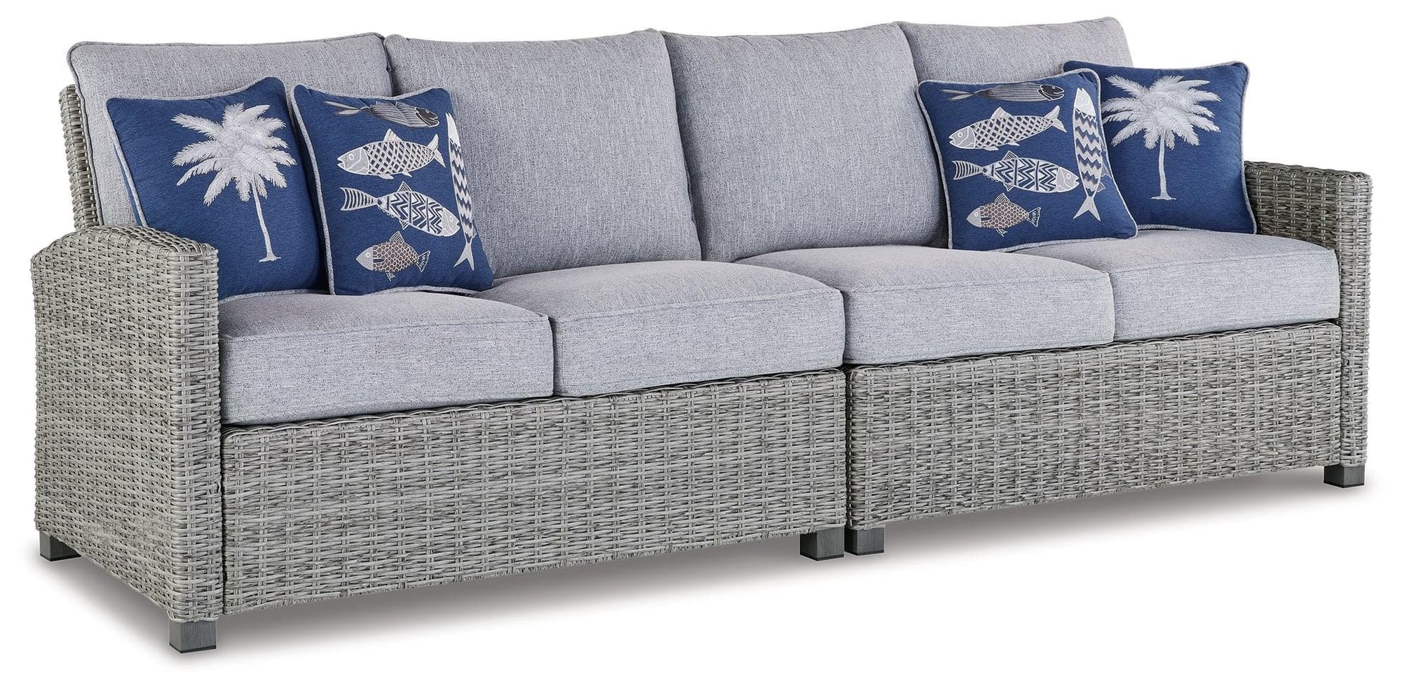 Naples Beach Light Gray Outdoor Right And Left-arm Facing Loveseat With Cushion (Set of 2) - Image 1