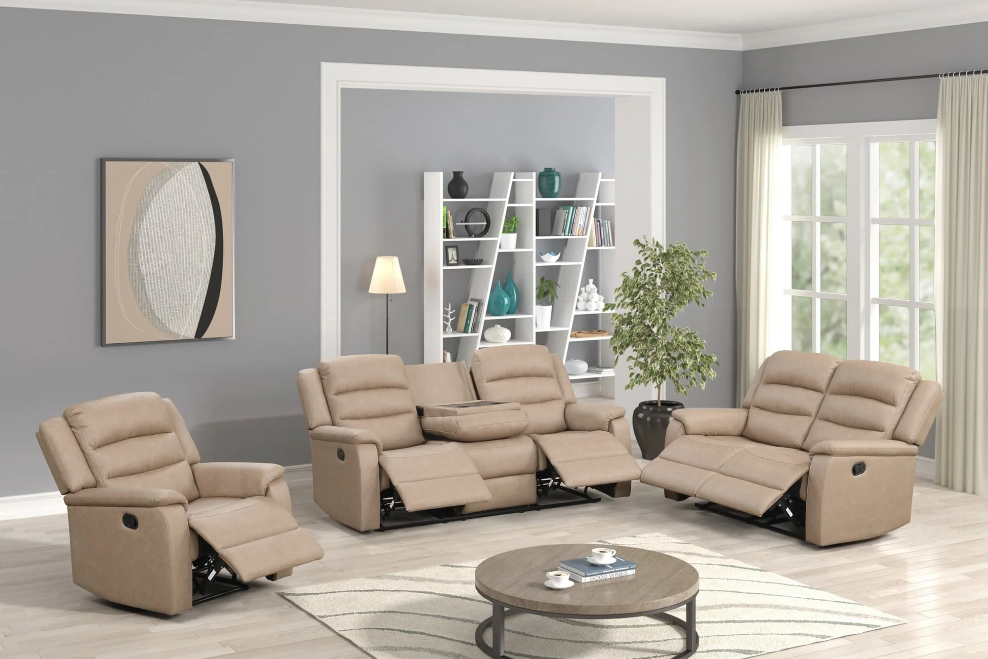 Hope Stone Polyester 3-Piece Reclining Set - Image 1
