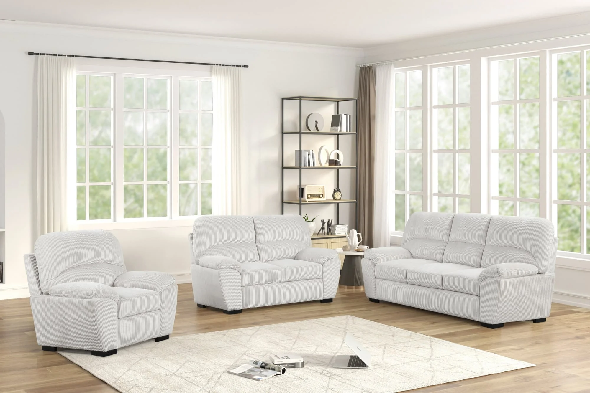 Tiffany White 3-Piece Living Room Set - Image 1