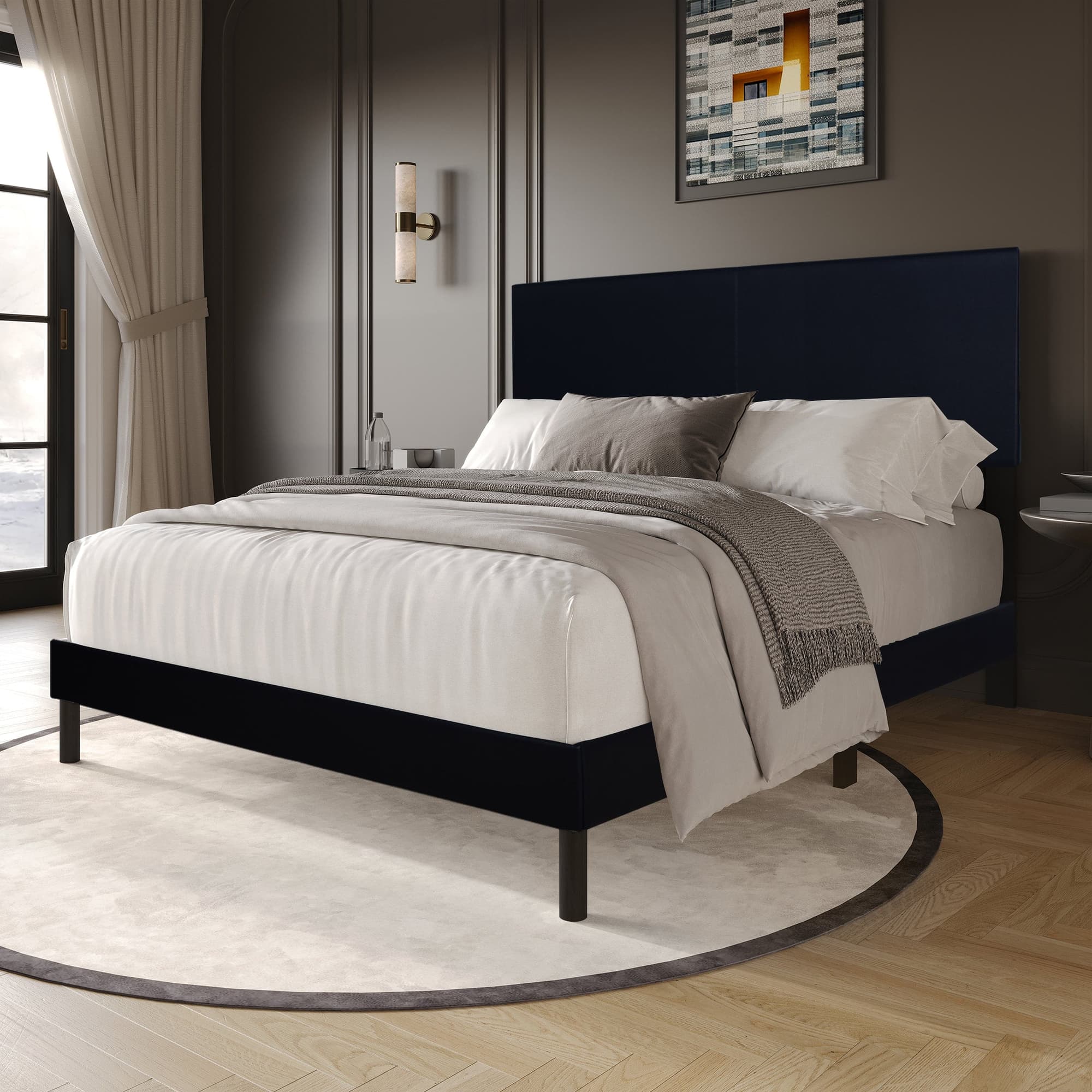 Helen Black PU Platform Full Bed - Image 1