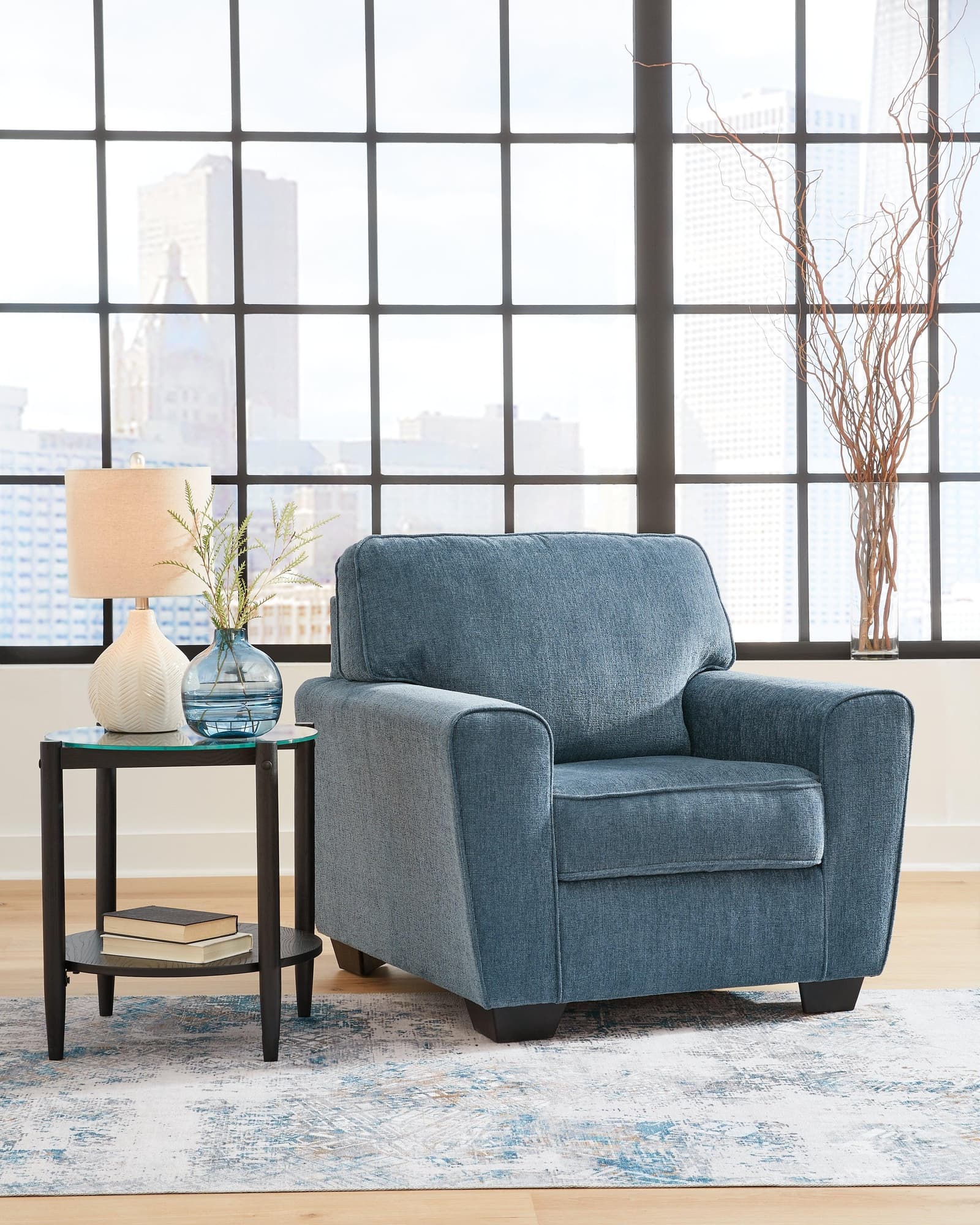 Cashton Blue Chenille Chair - Image 1