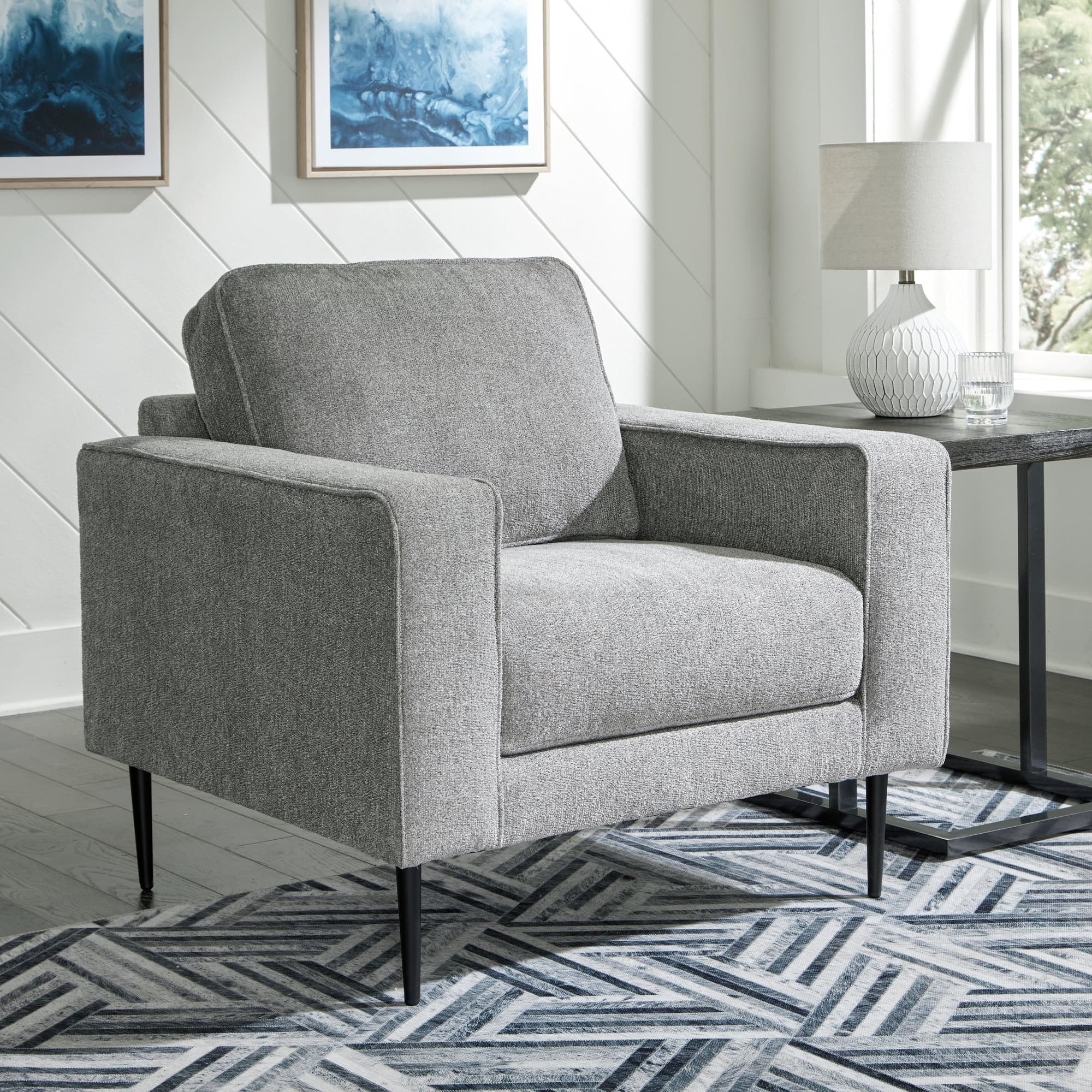 Hazela Charcoal Chenille Chair - Image 1