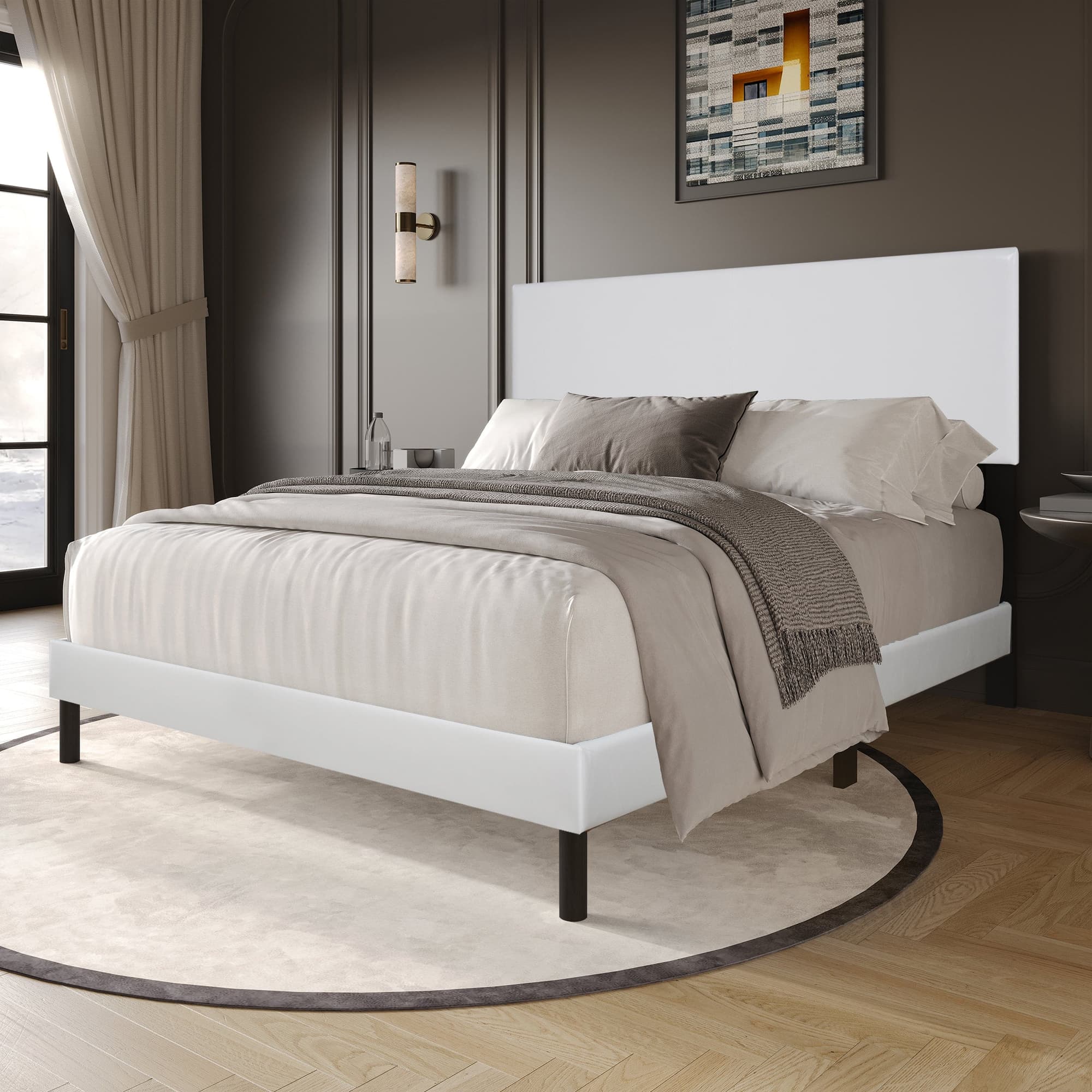 Helen White PU Platform Twin Bed - Image 1