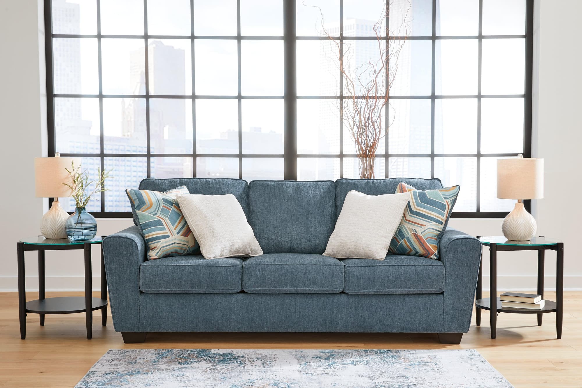 Cashton Blue Chenille Sofa