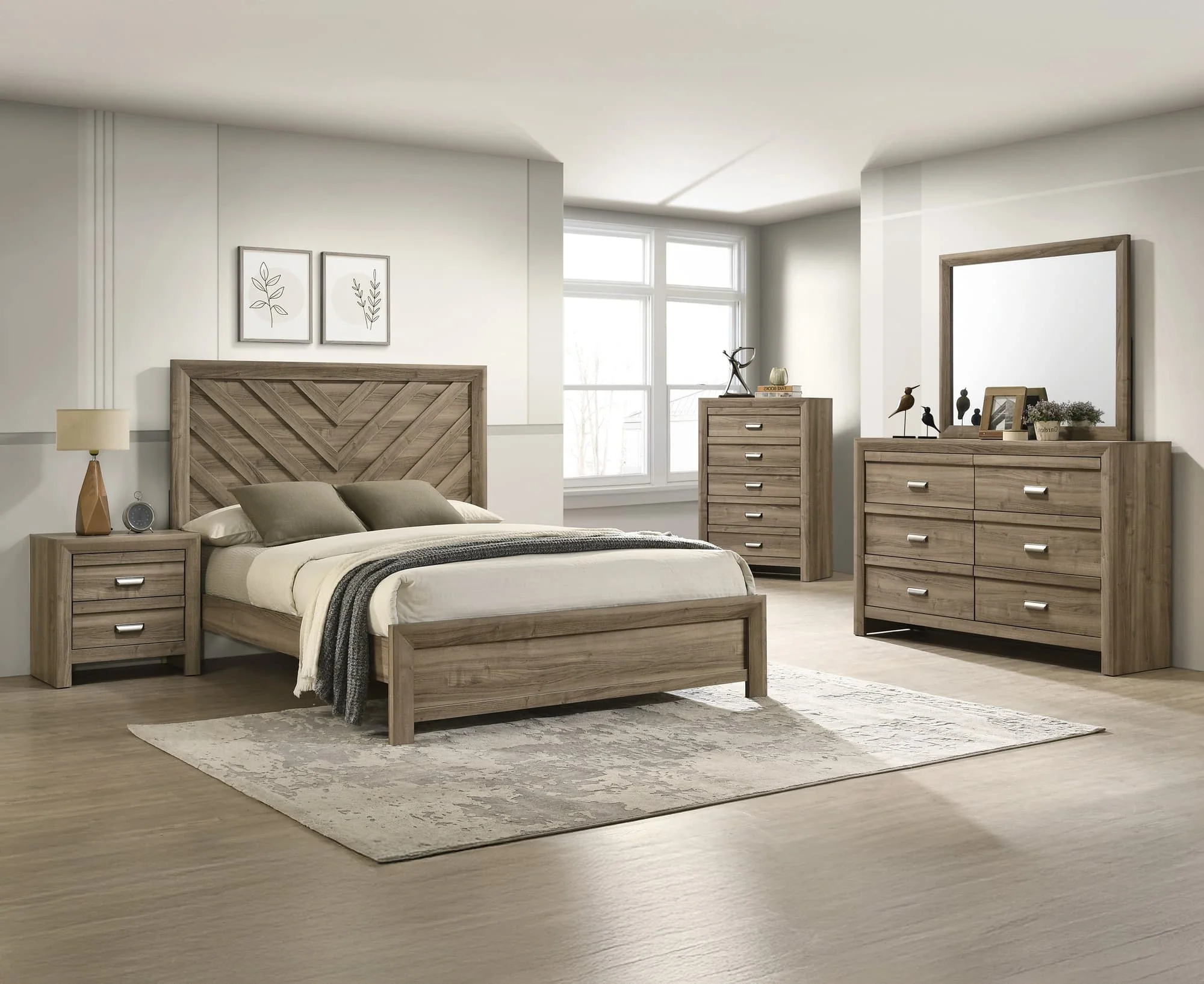 Valor Light Brown Panel Bedroom Set - Image 1