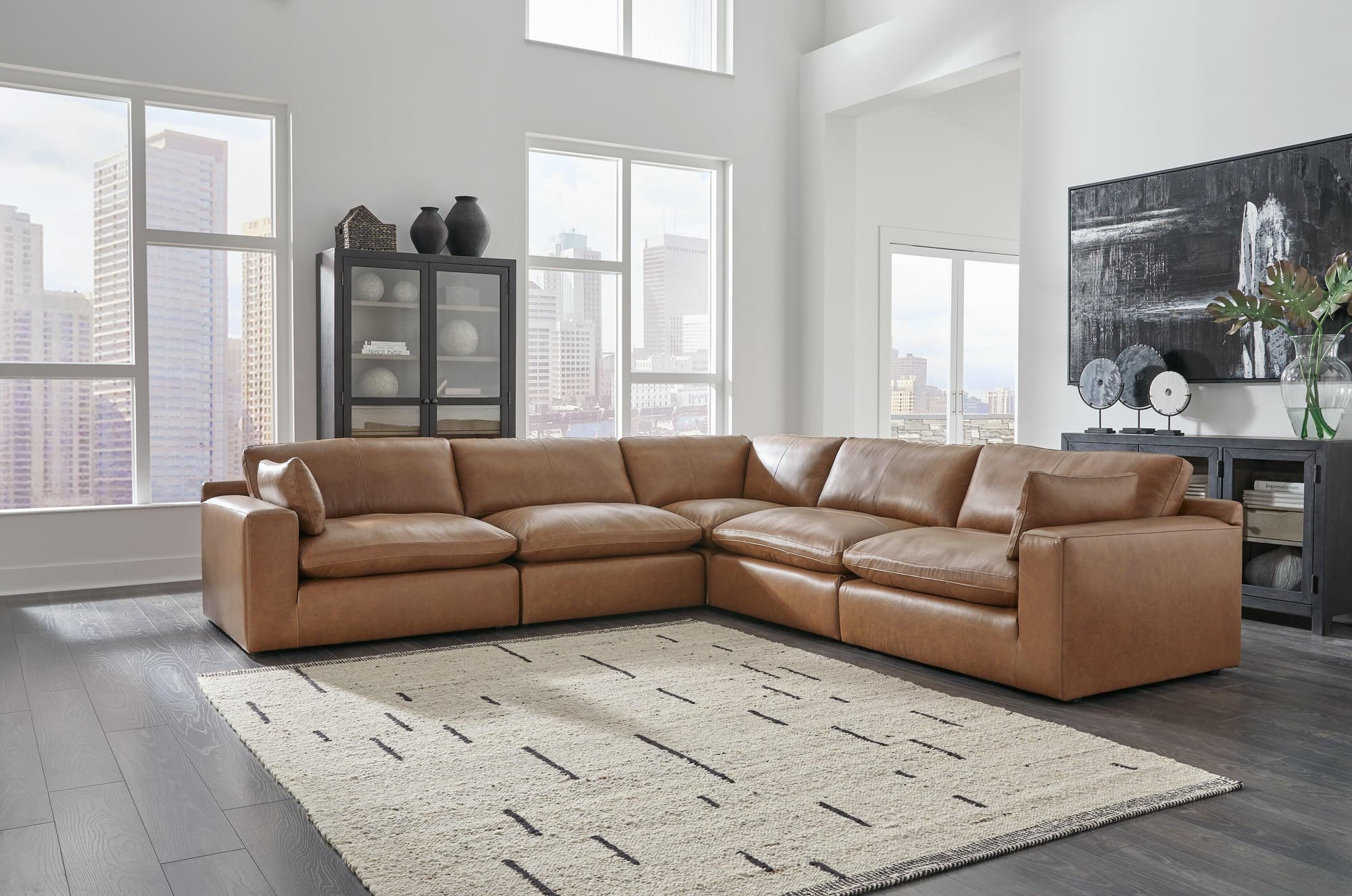 Emilia Caramel 5-Piece Sectional - Image 1