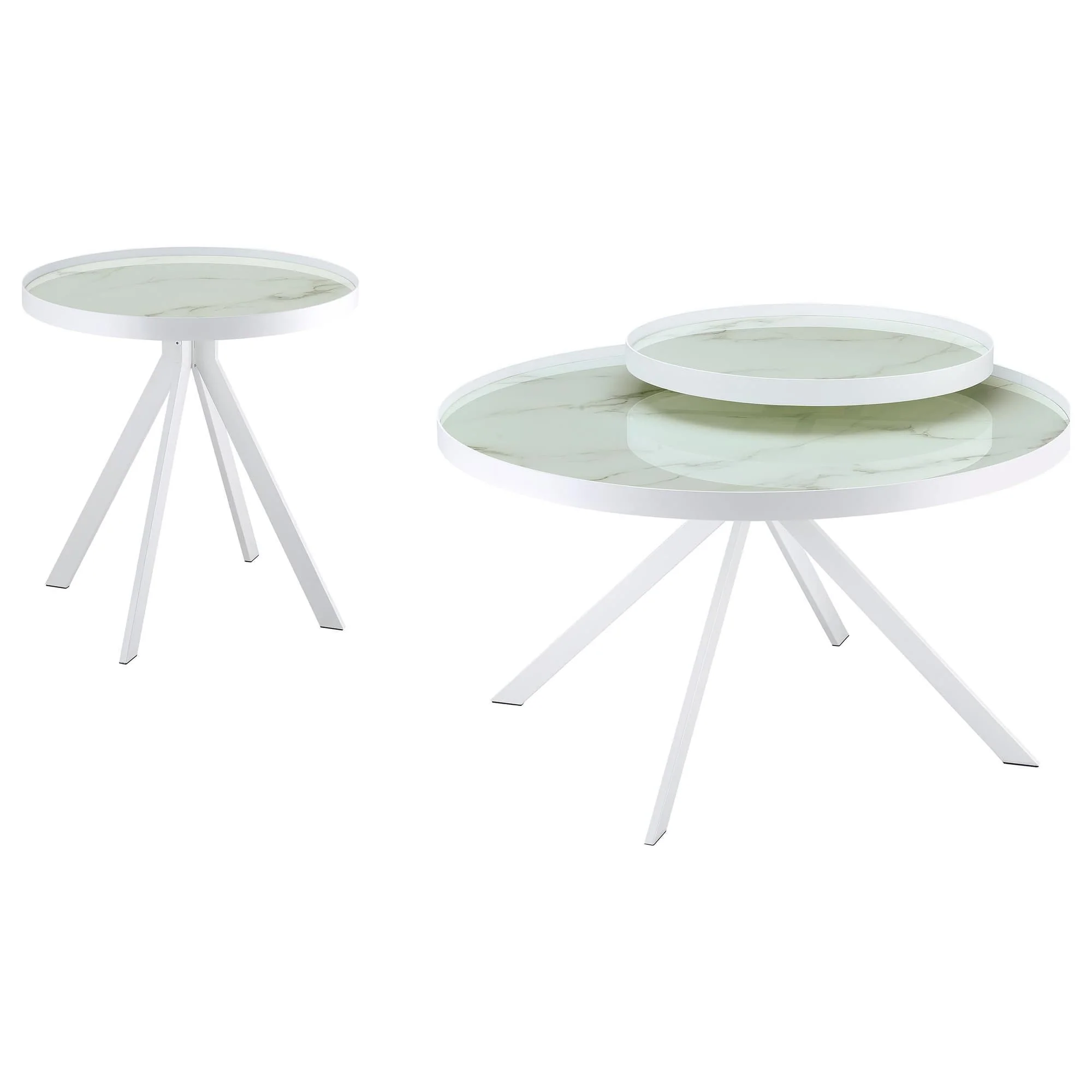 Briggs 2-piece Round Coffee and End Table Set White - Image 1