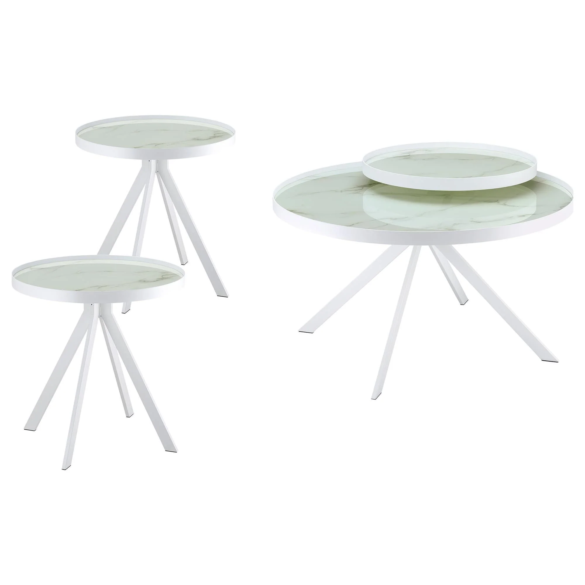 Briggs 3-piece Round Coffee and End Table Set White - Image 1