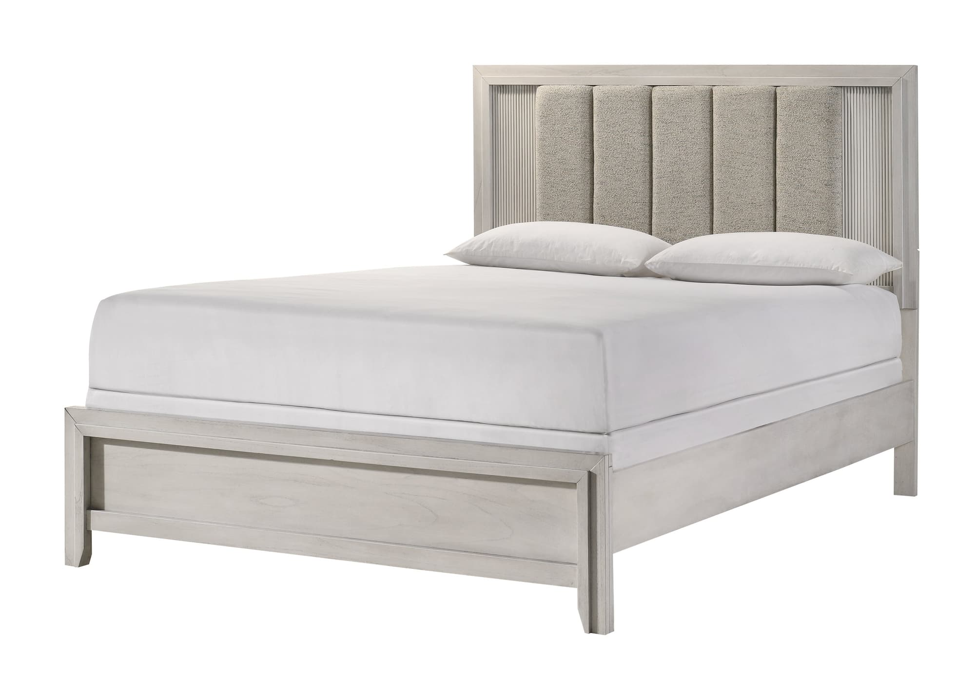 Carlton White Upholstered Panel King Bed - Image 1