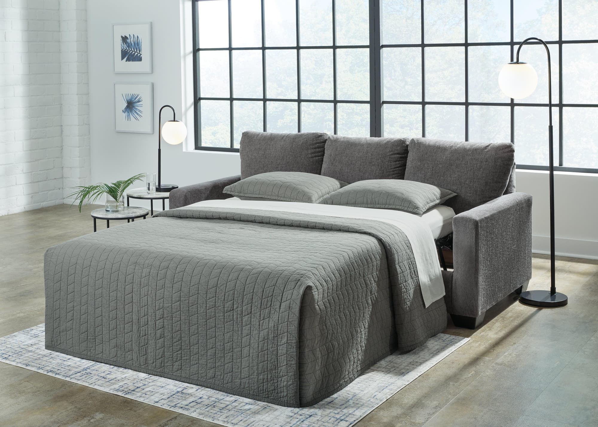 Rannis Pewter Chenille Queen Sofa Sleeper