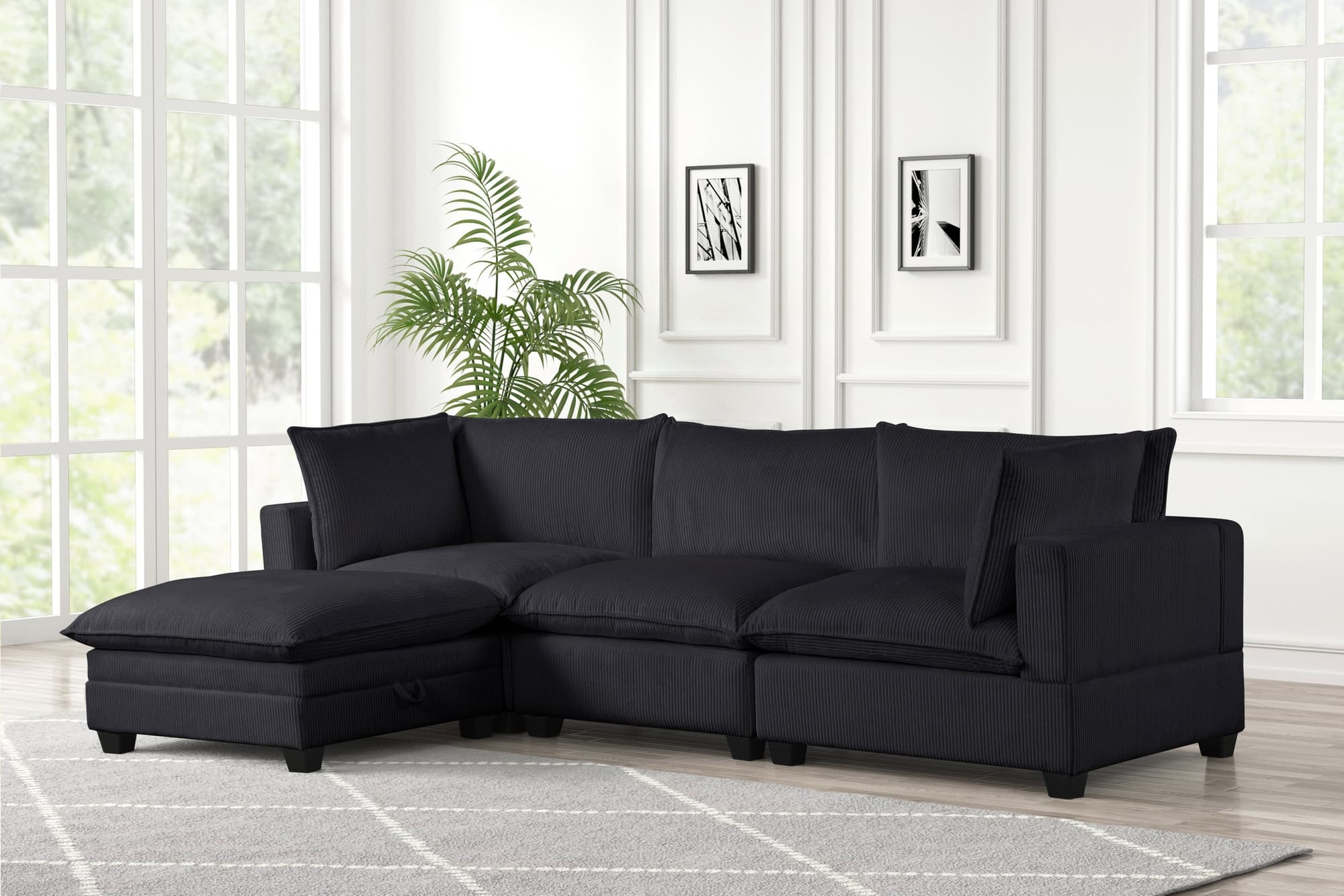 Cloud Black 4-Piece Modular Sectional - Image 1