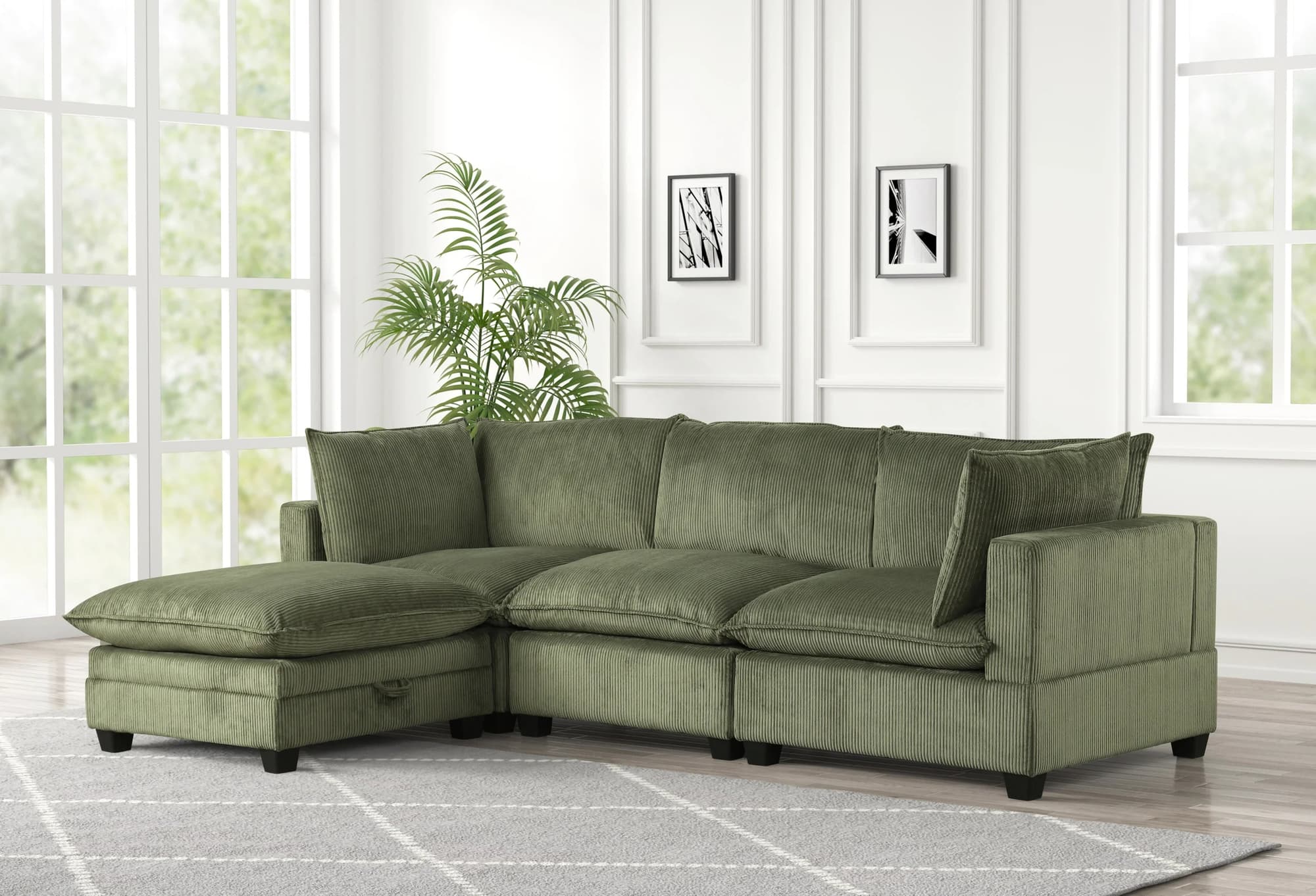 Cloud Green 4-Piece Modular Sectional - Image 1