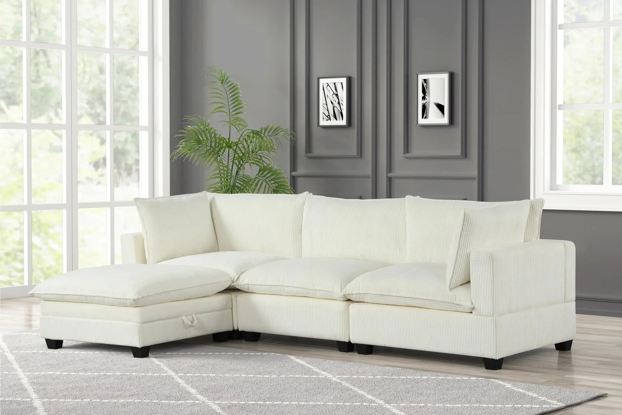 Cloud White 4-Piece Modular Sectional - Image 1