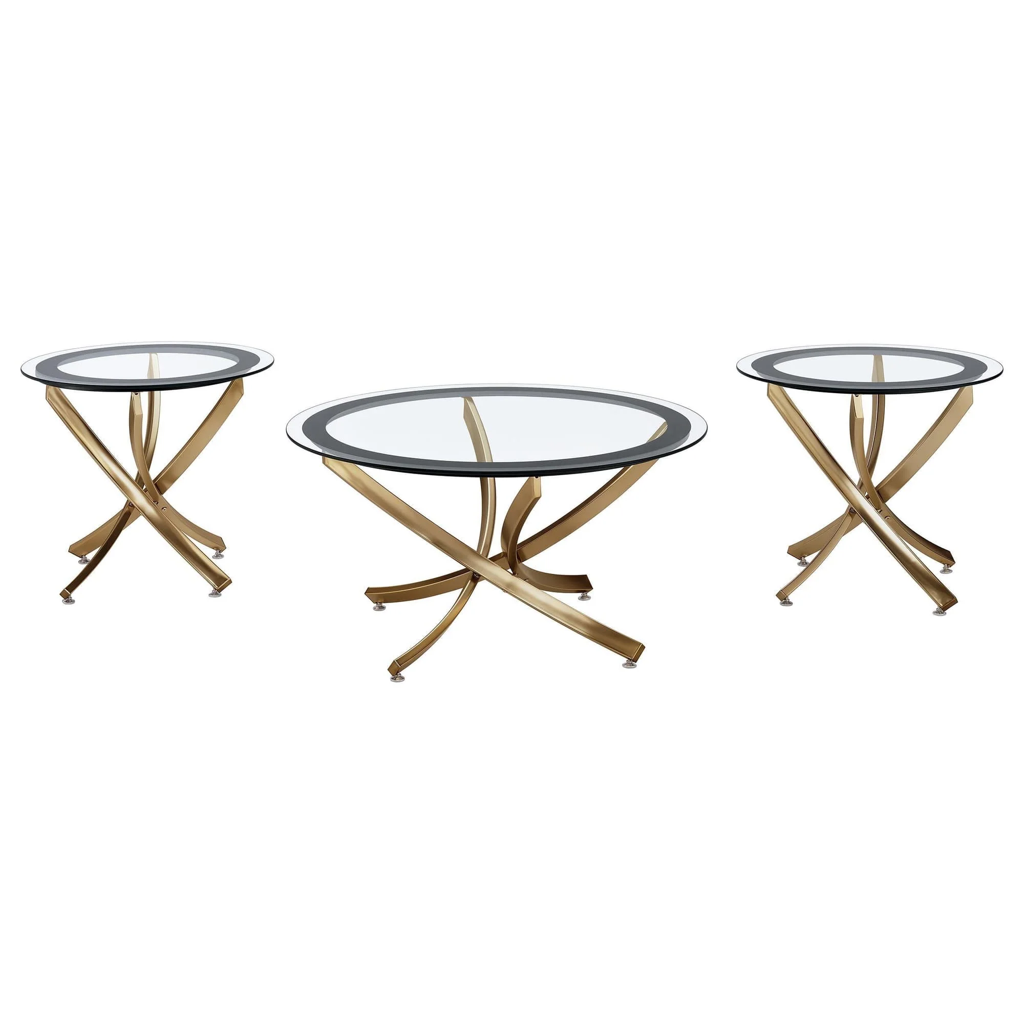 Brooke 3-piece Round Coffee and End Table Set Rose Brass - Image 1